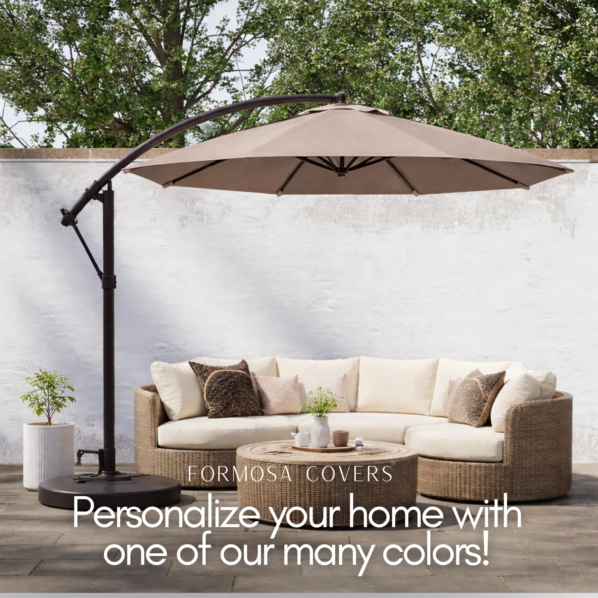 10ft Cantilever Hanging Umbrella 8 Rib Replacement Canopy Taupe - Image 6