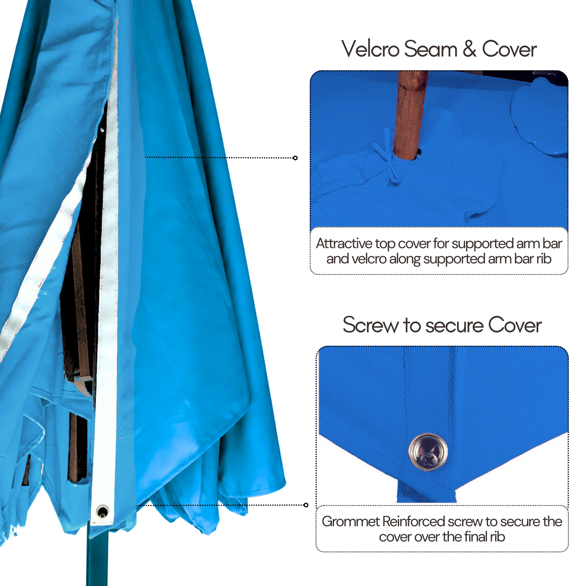 11 ft Cantilever Umbrella Replacement Canopy Supported Bar 8 Ribs Capri Blue Olefin Fabric - Image 6