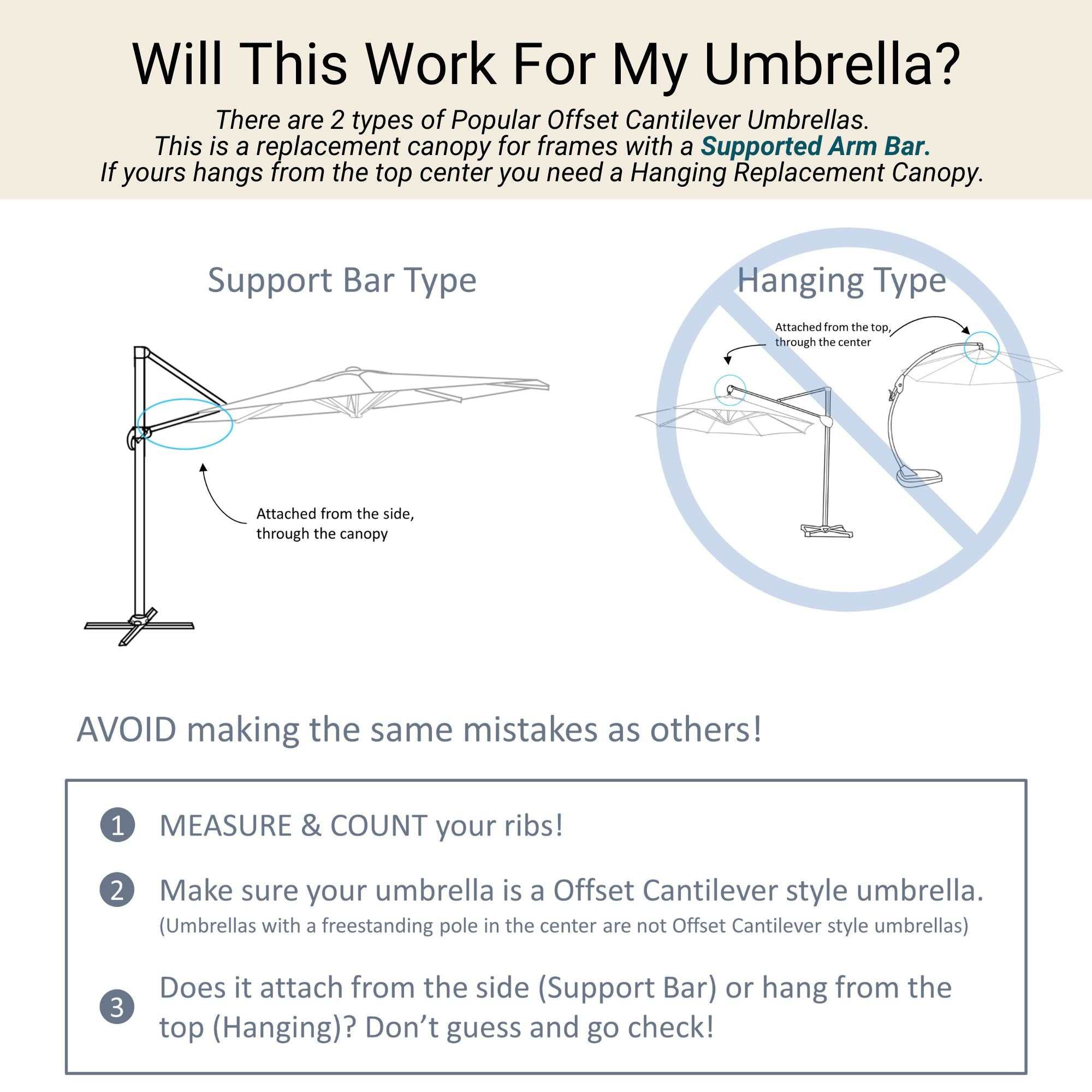11 ft Cantilever Umbrella Replacement Canopy Supported Bar 8 Ribs Capri Blue Olefin Fabric - Image 8