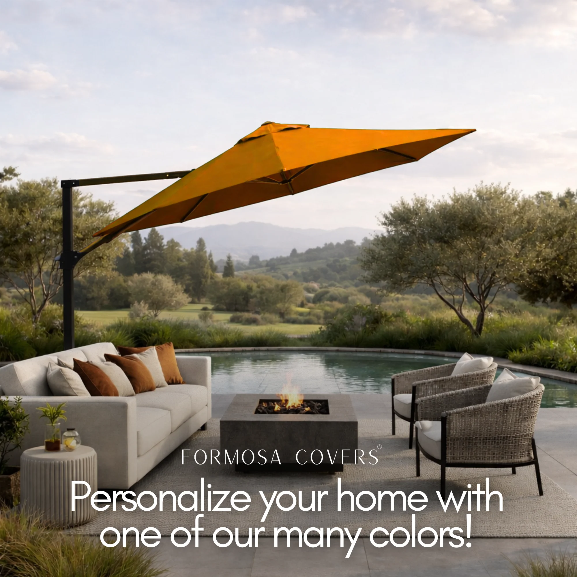 11 ft Cantilever Umbrella Replacement Canopy Supported Bar 8 Ribs Tuscan Orange - Image 7