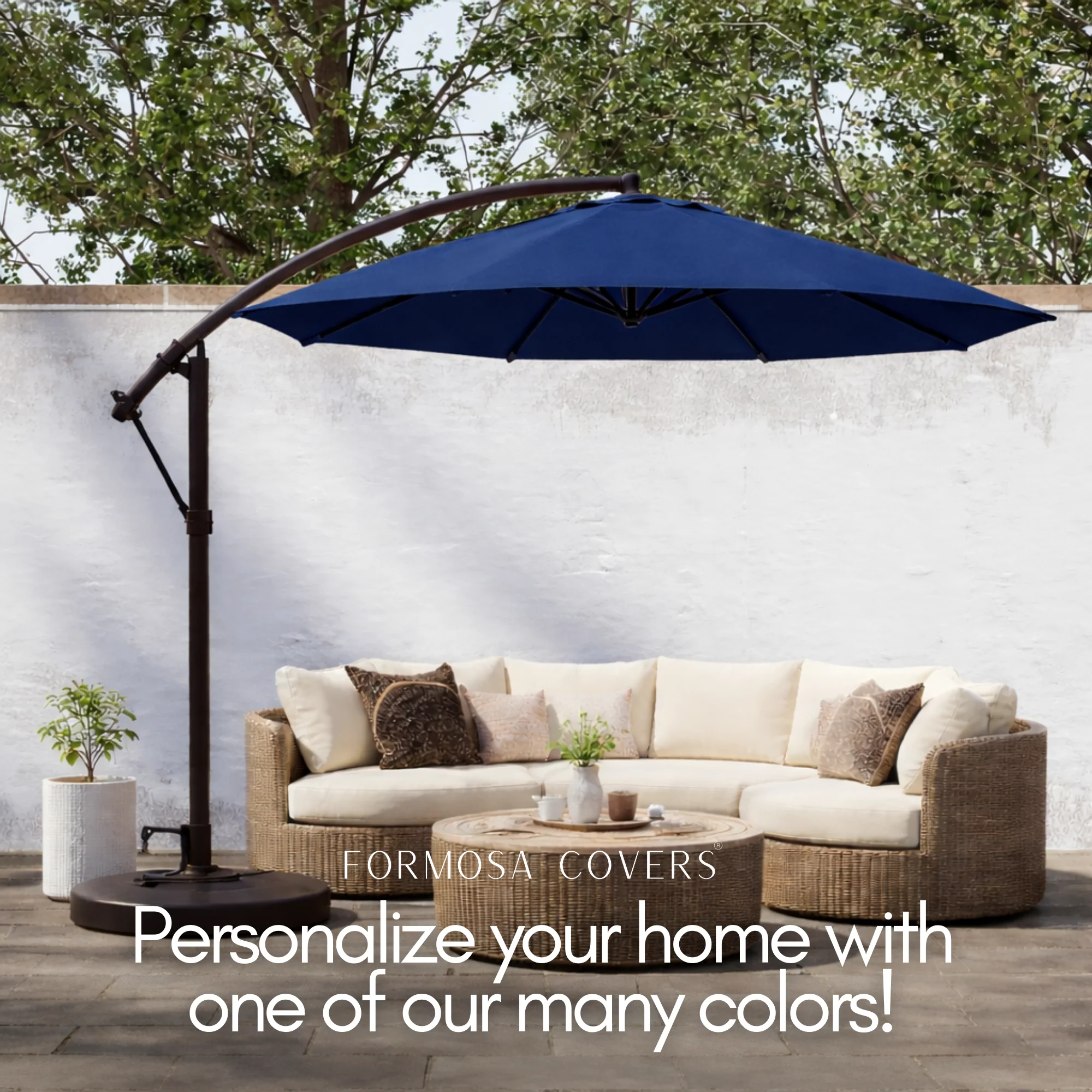 11ft Cantilever Hanging Umbrella 8 Rib Replacement Canopy Navy Olefin - Image 6