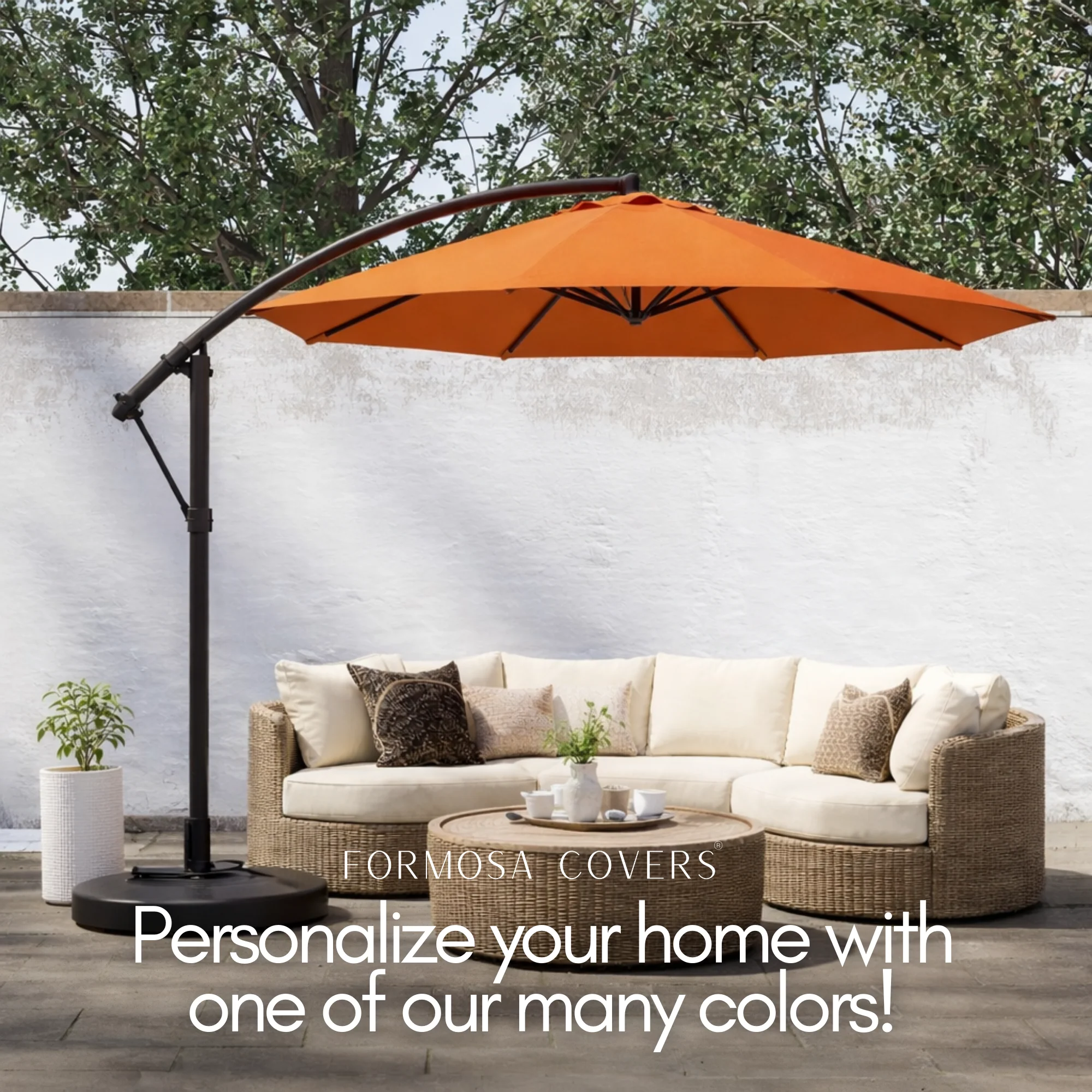 11ft Cantilever Hanging Umbrella 8 Rib Replacement Canopy Tuscan Orange - Image 6