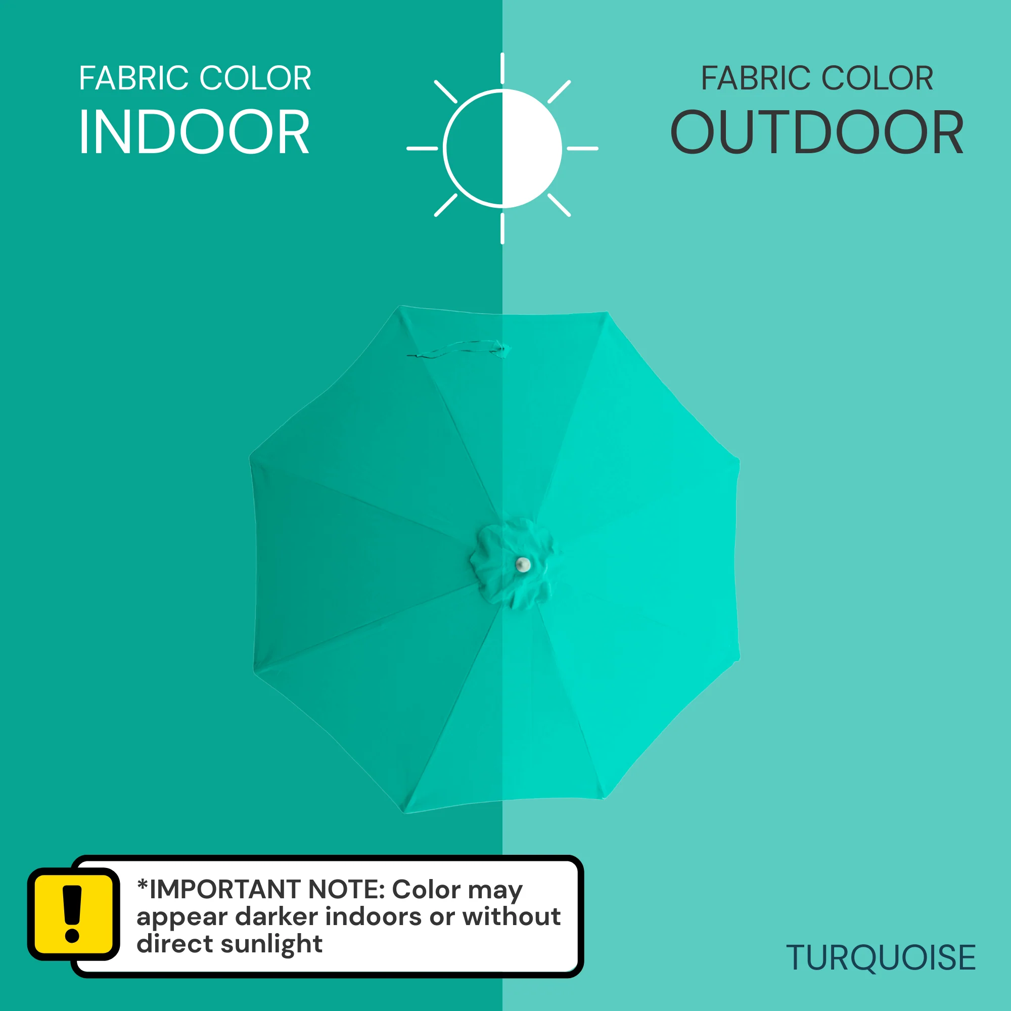 11ft Market Patio Umbrella 8 Rib Replacement Canopy Aruba Turquoise - Image 7