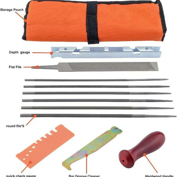 12-Pack Chainsaw Sharpening Kit W 5/32 3/16 7/32 1/8 11/64 13/64 inch Round Files Depth & Quick Check Gauge File Guide 6 Inch Flat File for Stihl - Image 5