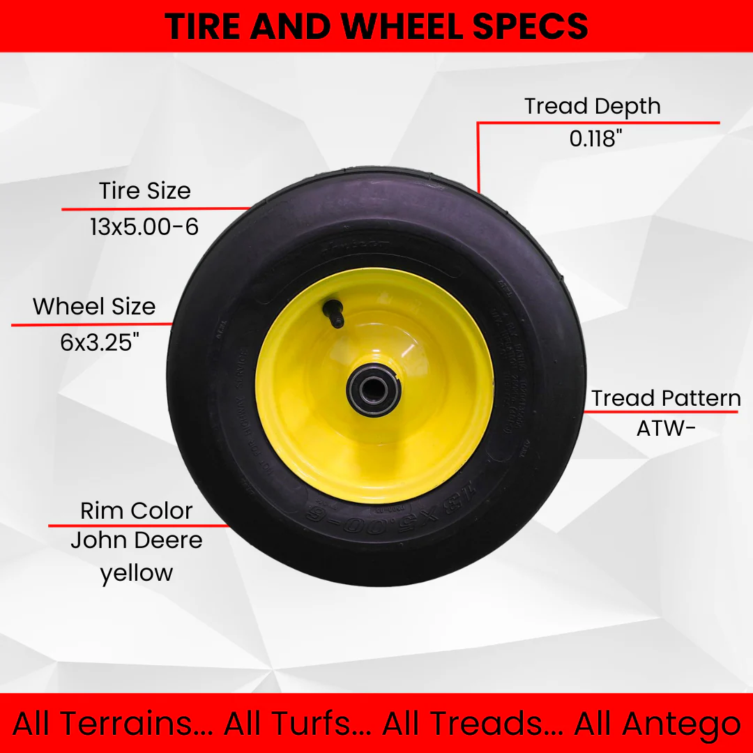 13x5.00-6  4 Ply Tires & 6x3.25 John Deere Wheels  for Lawn & Garden Mower Turf Tires (Qty: 1)