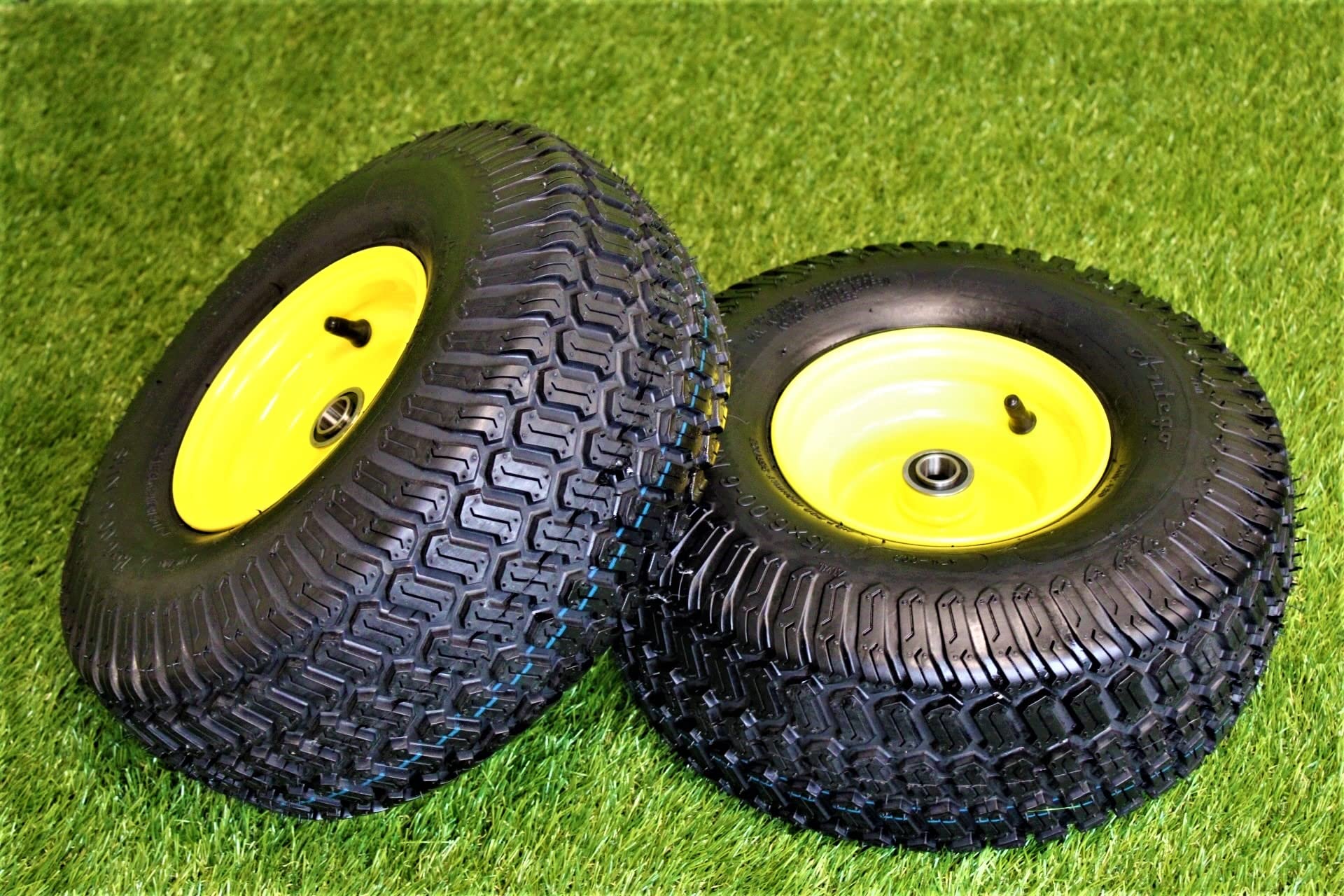 Antego Tire & Wheel (Set of 2) 15x6.00-6 Tire and Wheel Assemblies, ATW-003, 4 Ply Turf Tires, .75" Precision Ball Bearings, John Deere 15x6.00-6NHS Lawn Mower Tires, John Deere Front Tires 15x6.00-6 - Image 3
