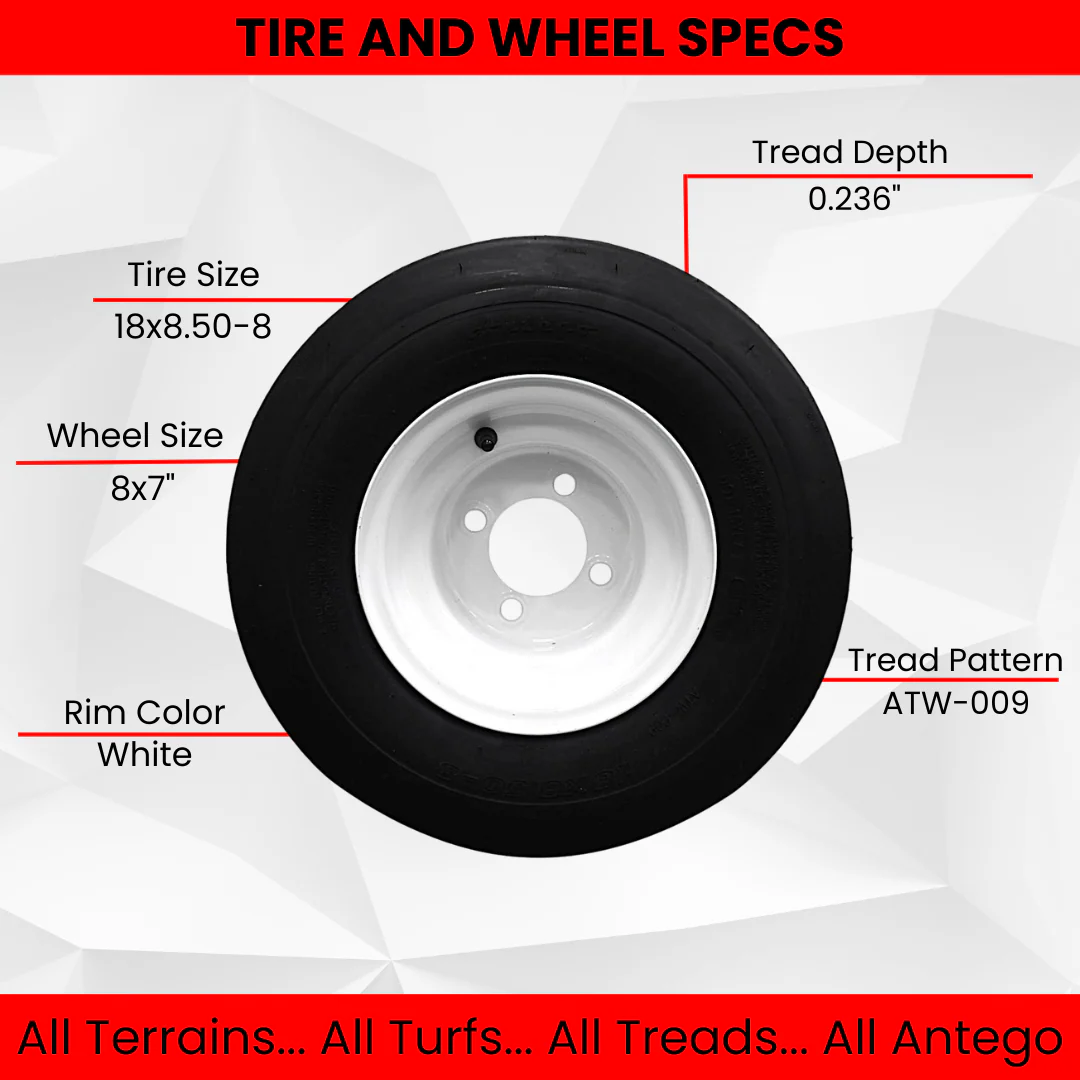18x8.50-8 with 8x7 White Assembly for Golf Cart and Lawn Mower (Qty: 1)