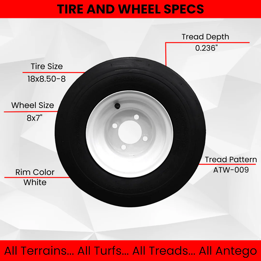 Set of Four 18x8.50-8 White Wheel Assemblies - Image 5