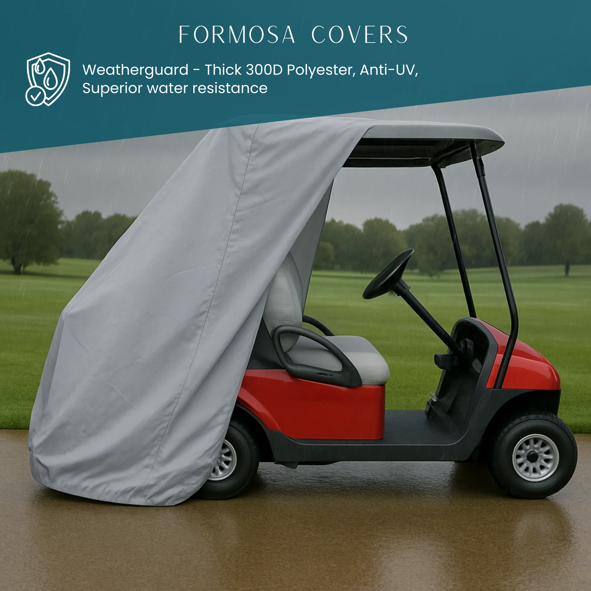 2+2 Passenger Golf Cart Storage Cover (4 Passenger Short Roof 58") Grey - Image 7