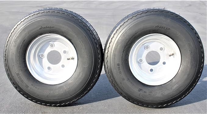 2-Pack Antego Trailer Tire On Rim 570-8 5.70-8 Load C 5 Lug Galvanized Wheel - Image 3
