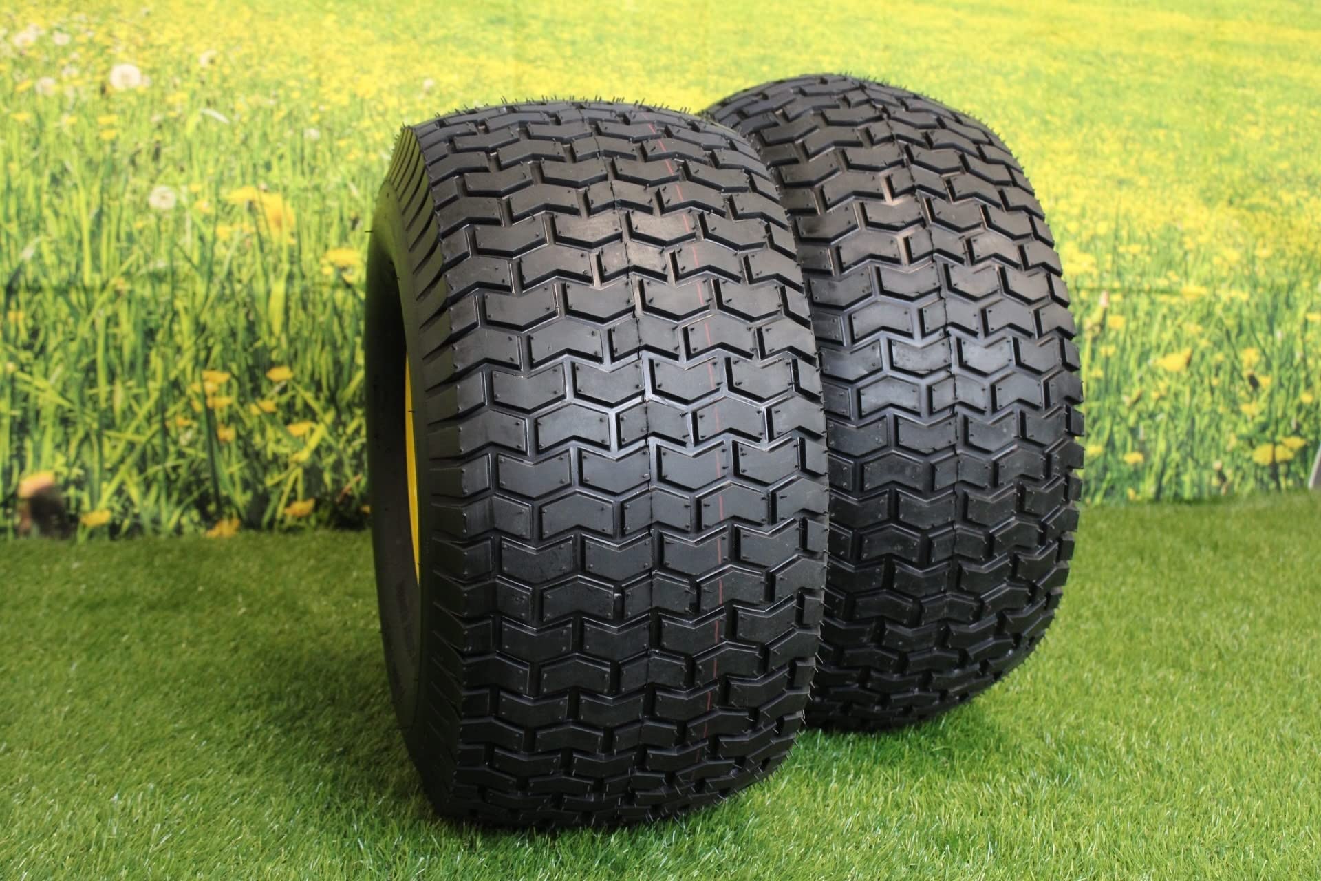 20x10.00-8 Tires with 8x7 John Deere Yellow Wheels 2 Ply for Lawn & Garden Mower Turf Tires (Set of 2) - Image 3