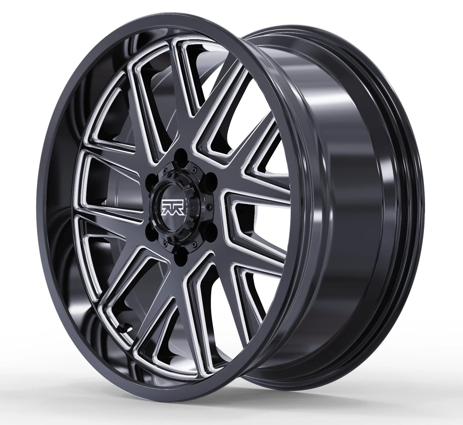 20x9 Mudder Trucker MT704 Asphalt Black Milled 5x127 5x5 ET12 Wheel Rim - Image 5
