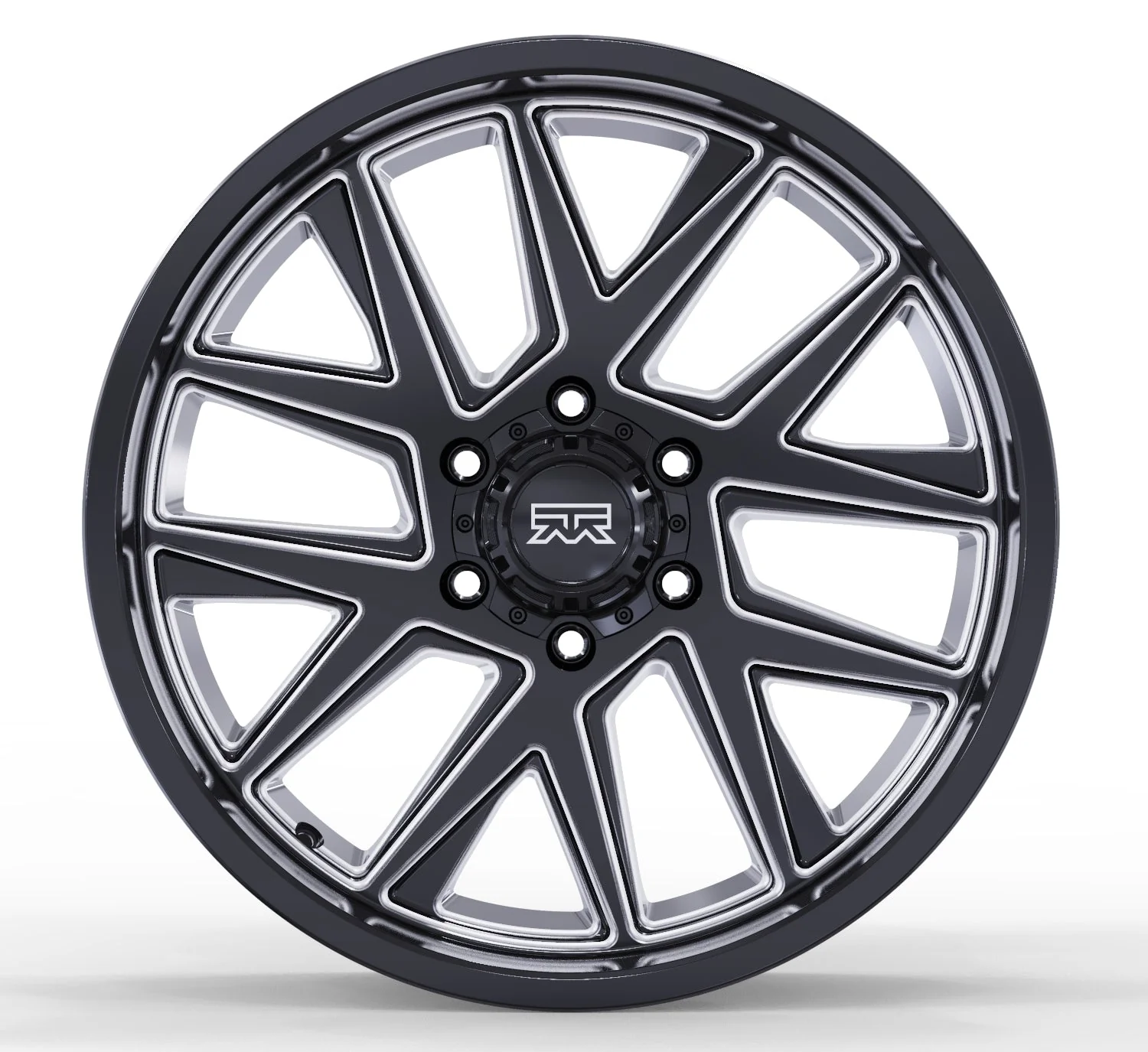 20x9 Mudder Trucker MT704 Asphalt Black Milled 6x139.7 6x5.5 ET12 Wheel - Image 3