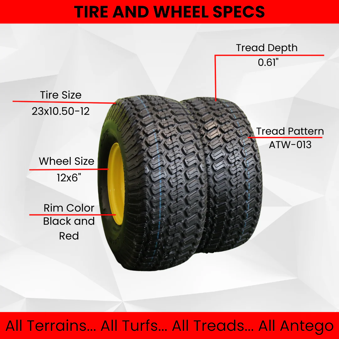 23x10.50-12 Glossy Black/Red Aluminum Golf Tire Wheel Assembly (Qty: 1)