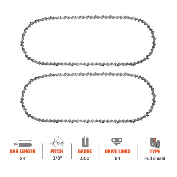 3/8 .050 84 DL 24 Inch Full Chisel Chain For Husqvarna 460 Racher 372XP 362XP 359 575XP 394XP 395XP Stihl MS290 Echo CS-620P Chainsaw - Image 7