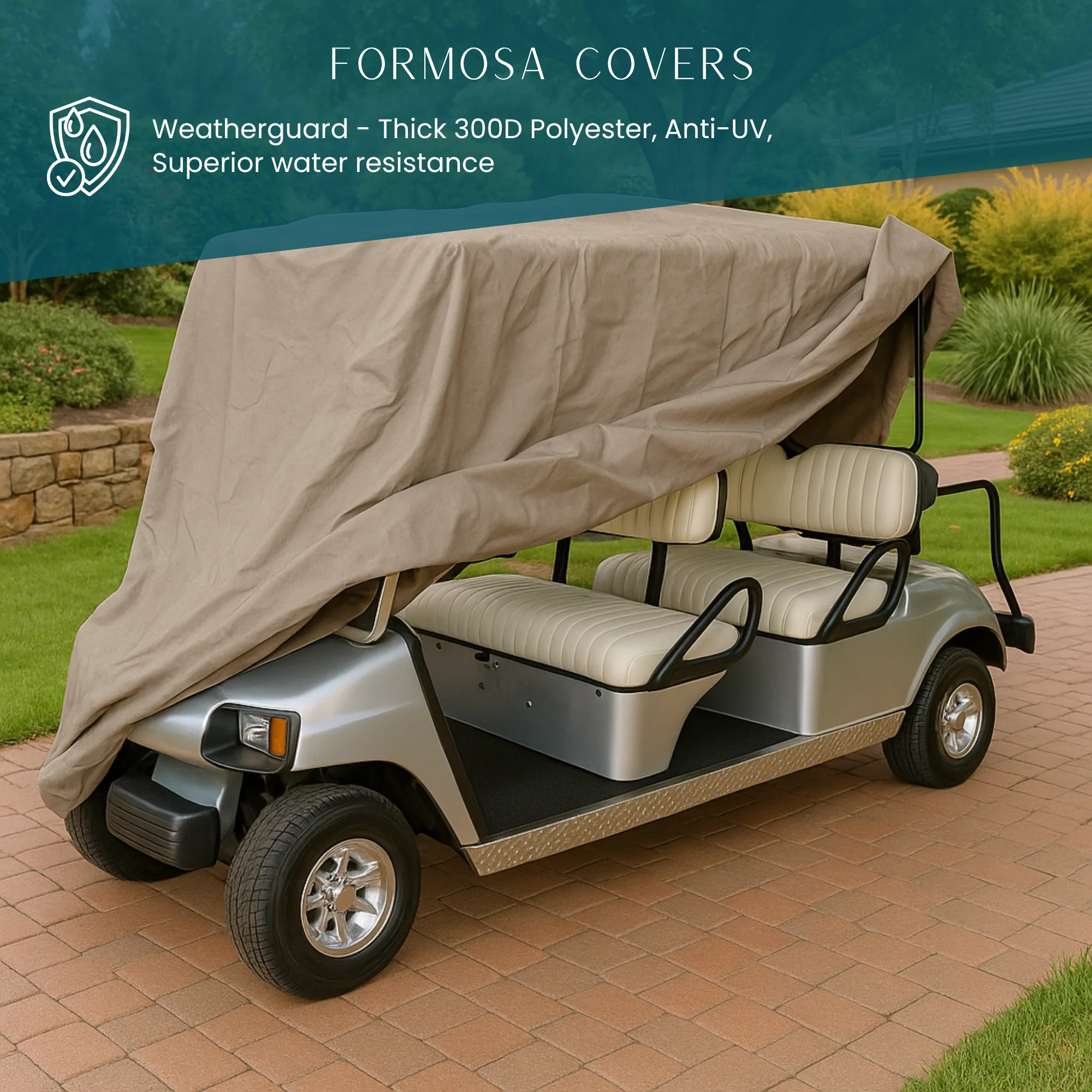 6 Passenger Golf Cart Storage Cover Taupe - Image 6