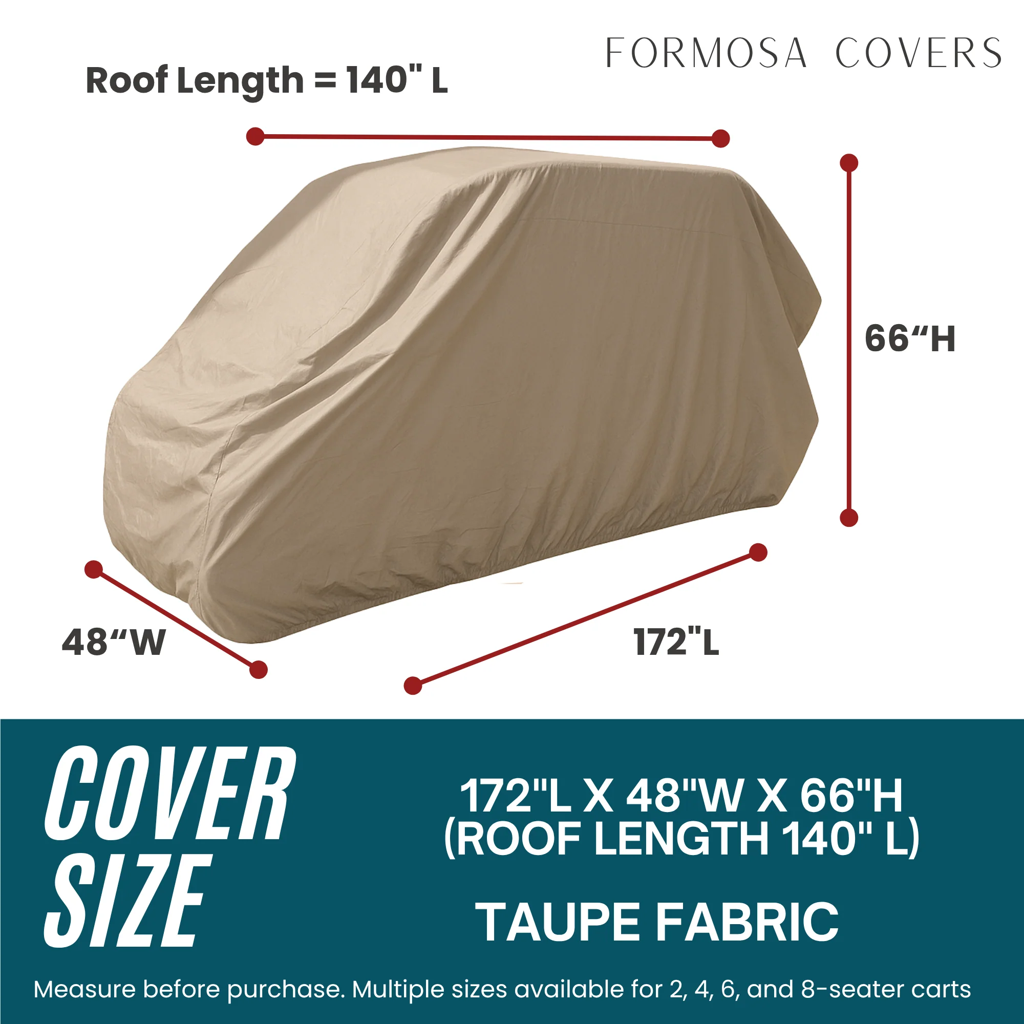 8 Passenger Golf Cart Storage Cover Taupe - Image 2