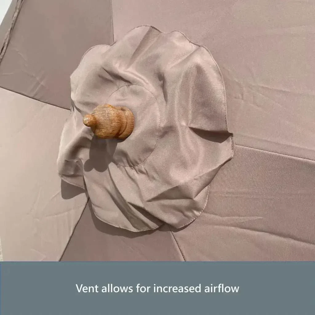 9ft 6 Ribs Replacement Umbrella Canopy w/Fringed Valance in Taupe (Canopy Only) - Image 10