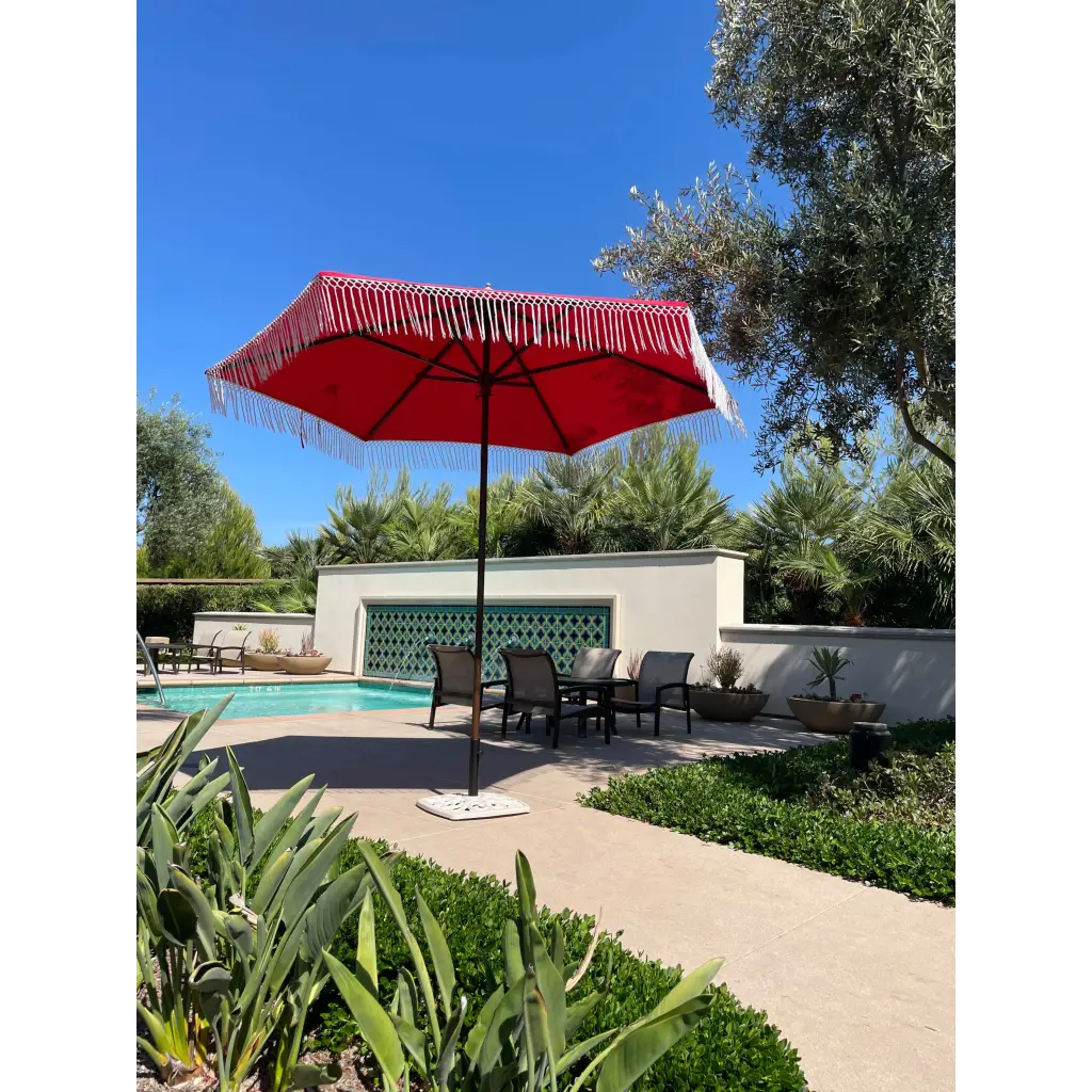 9ft 8 Ribs Replacement Umbrella Canopy w/ Tassels in Red (Canopy Only) - Image 2