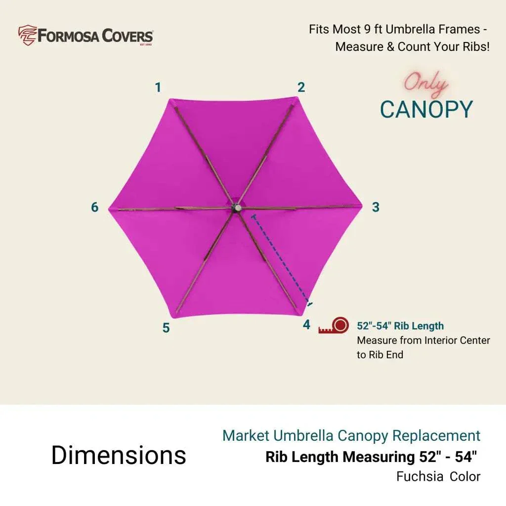 9ft Market Patio Umbrella 6 Rib Replacement Canopy Fuchsia - Image 4