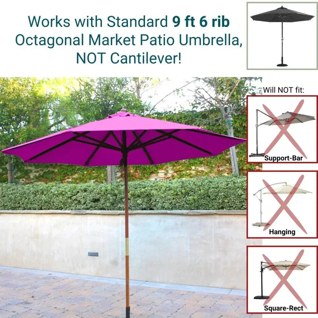 9ft Market Patio Umbrella 6 Rib Replacement Canopy Fuchsia - Image 6