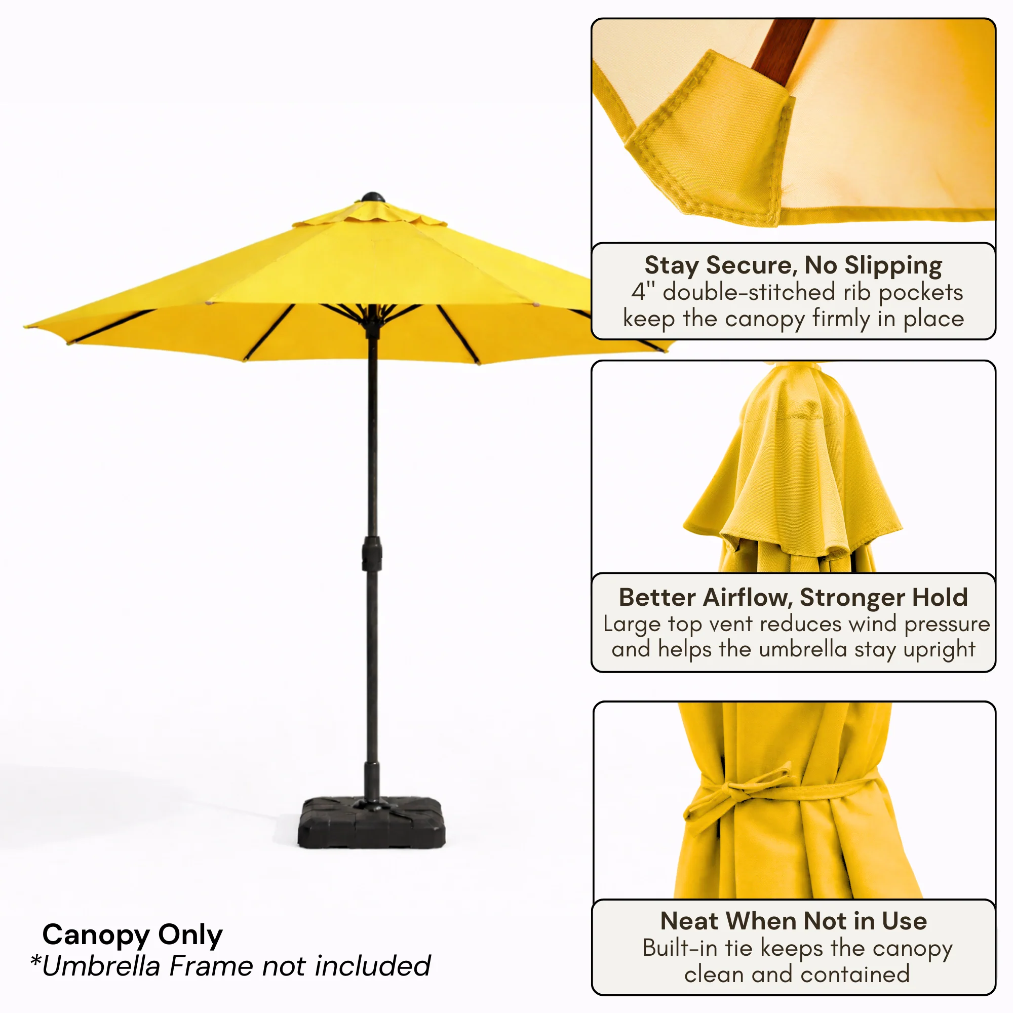 9ft Market Patio Umbrella 6 Rib Replacement Canopy Yellow Olefin - Image 3