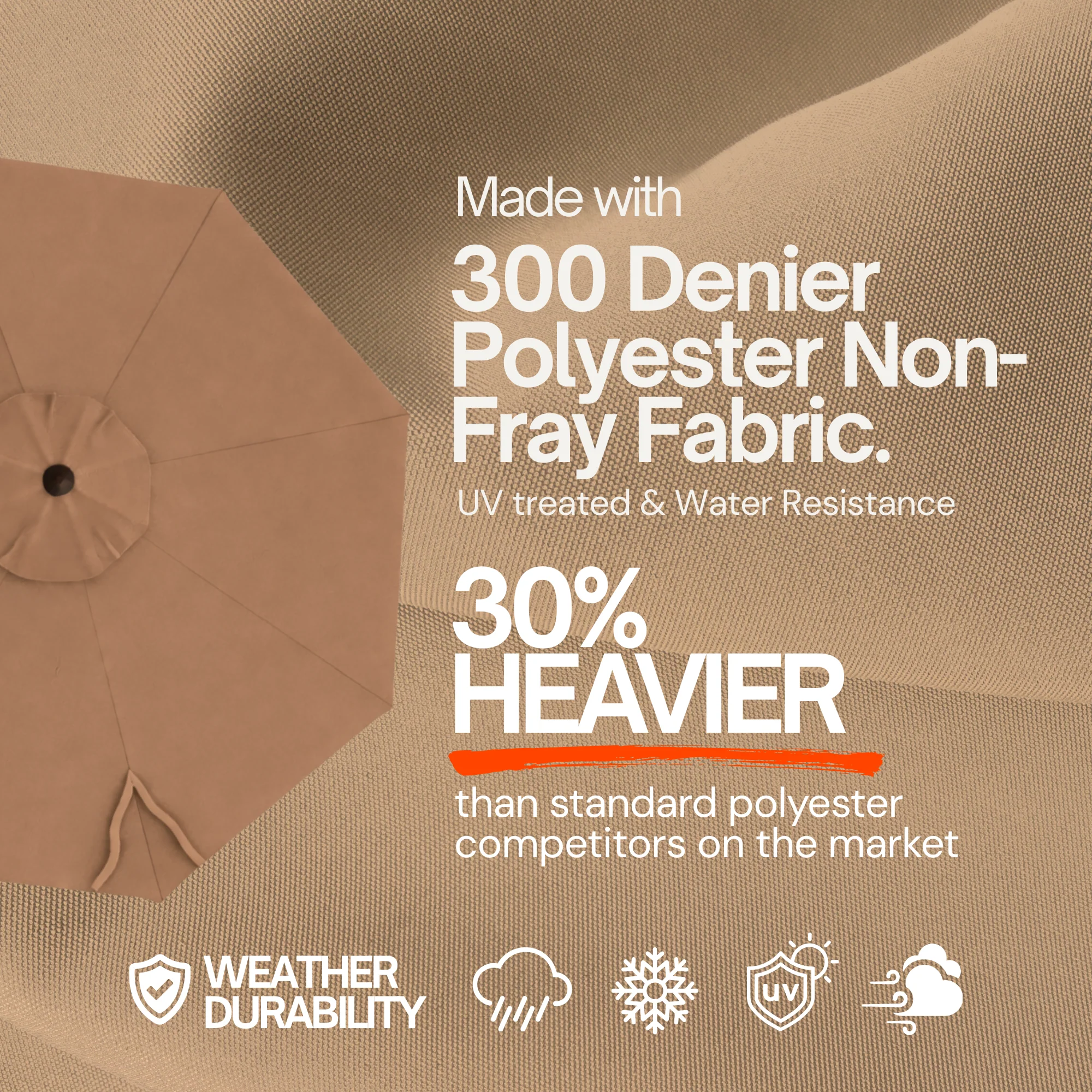 9ft Market Patio Umbrella 8 Rib Replacement Canopy Mocha Mousse - Image 2