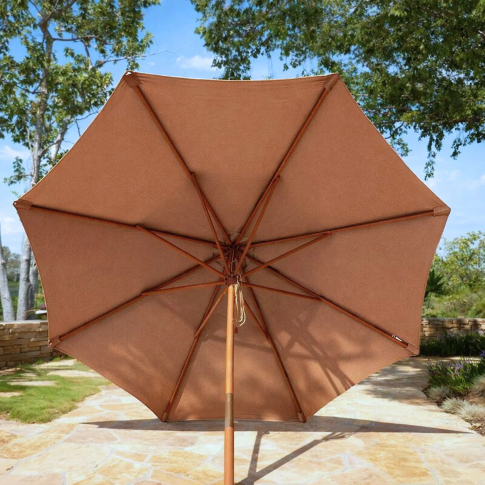 9ft Market Patio Umbrella 8 Rib Replacement Canopy Mocha Mousse - Image 9