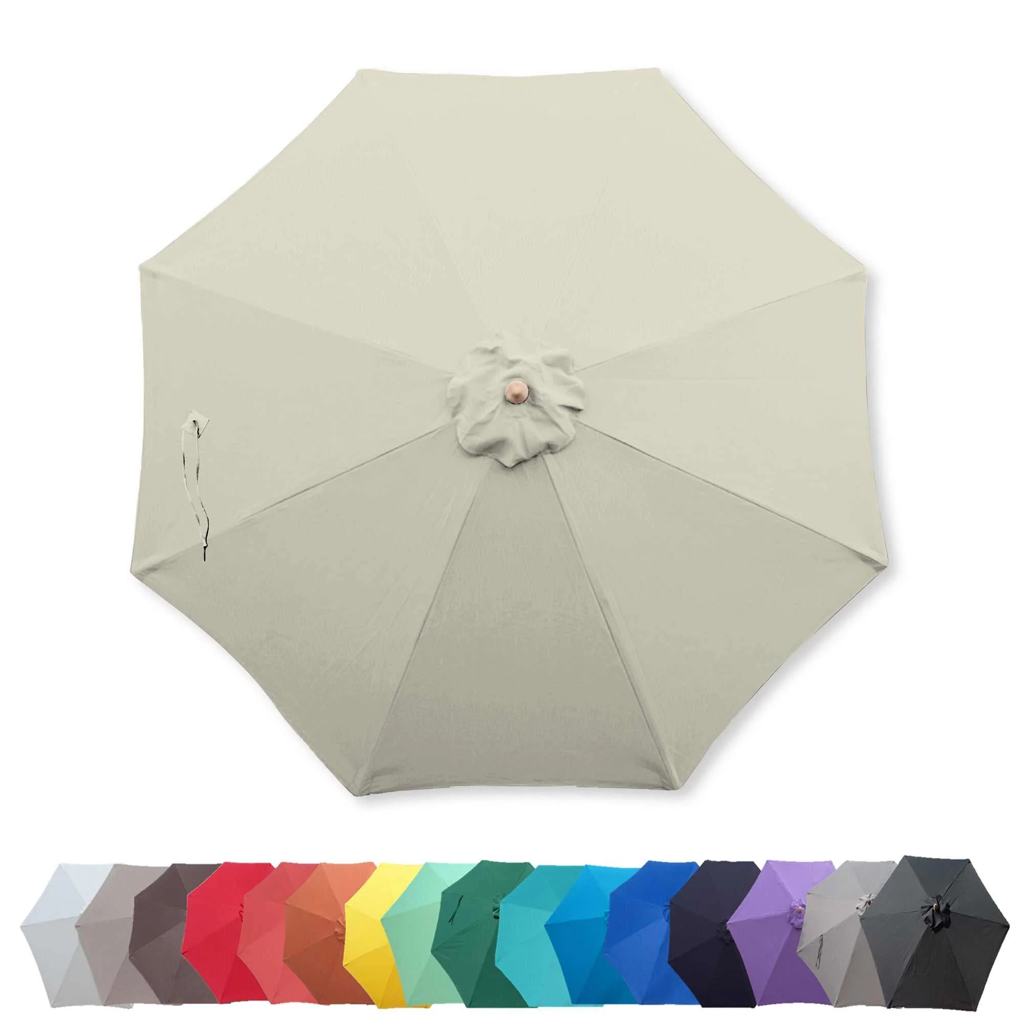 9ft Market Patio Umbrella 8 Rib Replacement Canopy Natural - Image 8