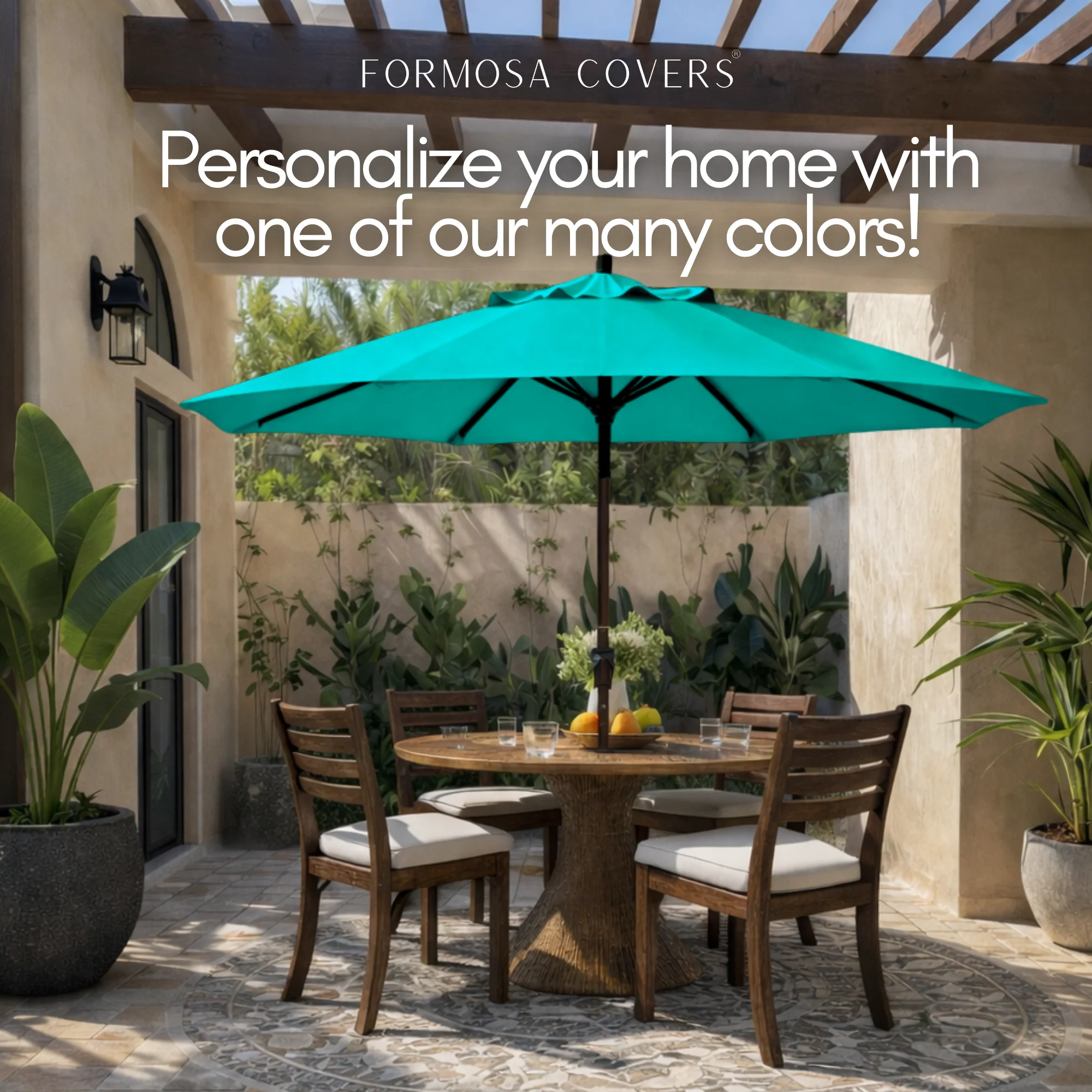 9ft Market Patio Umbrella 8 Rib Replacement Canopy Turquoise Olefin - Image 8