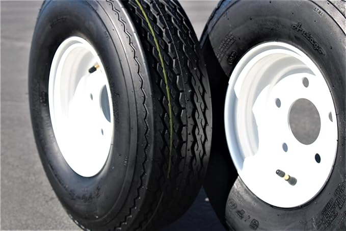 Antego Tire and Wheel (Set of 2) 5.70x8 Trailer Tire and Wheel Assemblies, White 5 Lug Trailer Tires and Wheels, 6 Ply, Load Range C - Image 4
