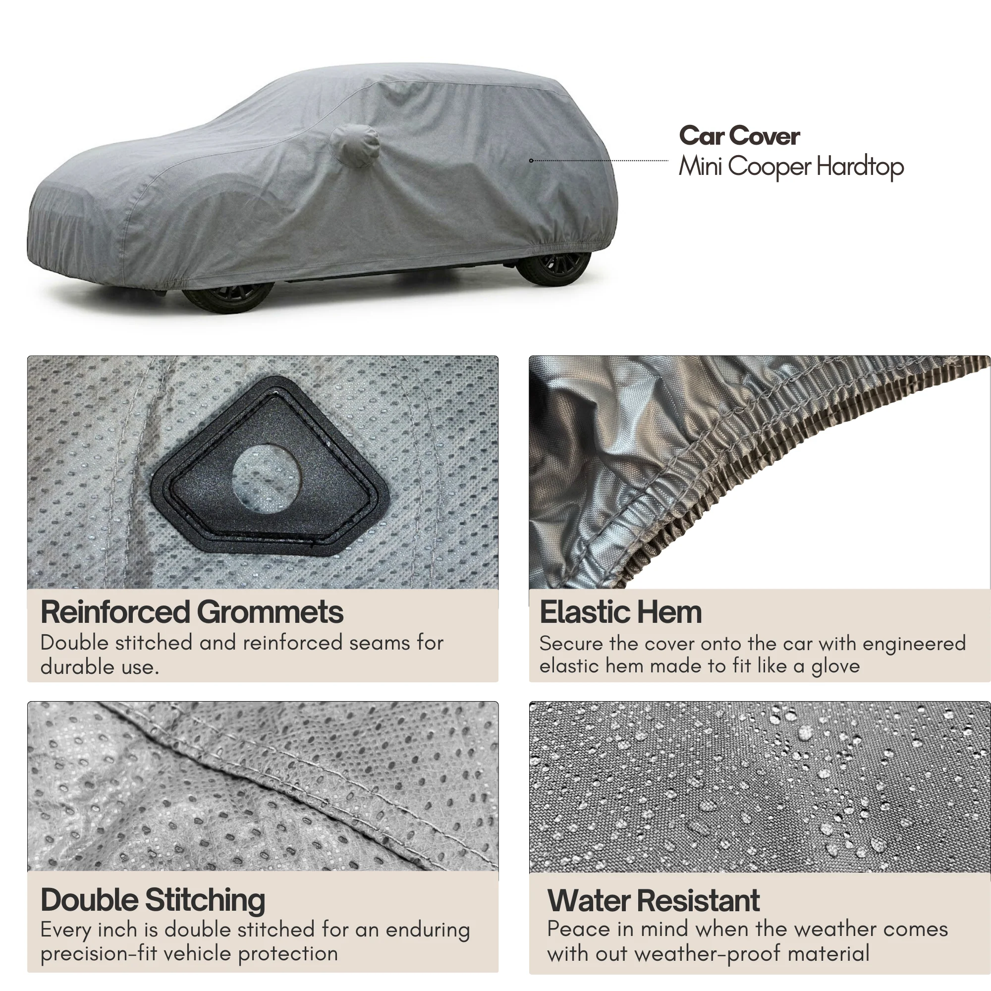 Car Cover for Mini Cooper Hardtop 2 Door and 4 Door, Convertible, Coupe, fits up to 158"L - Image 2