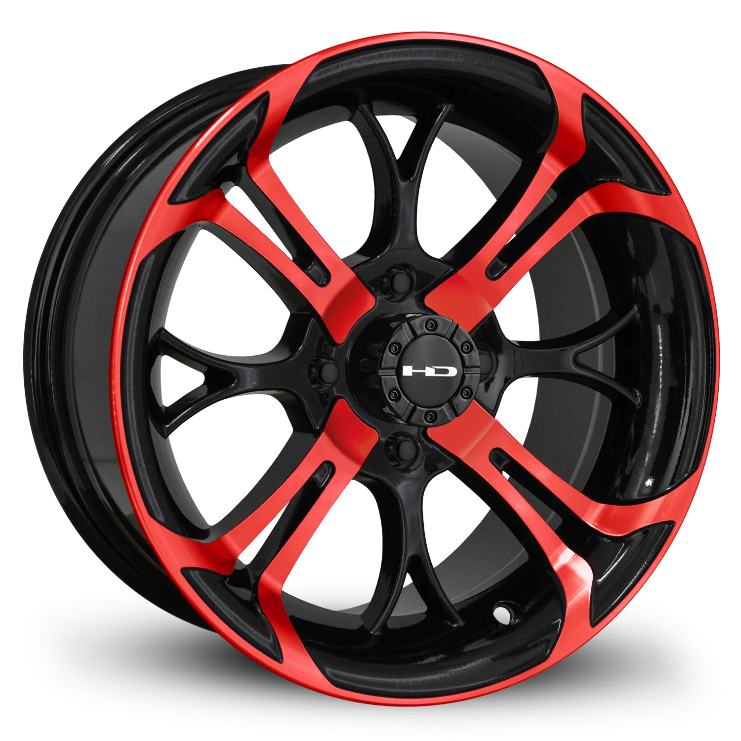 HD Golf Spinout 14x7 -10 4x101.6mm 68.2mm Gloss Red&BK/Machined Face