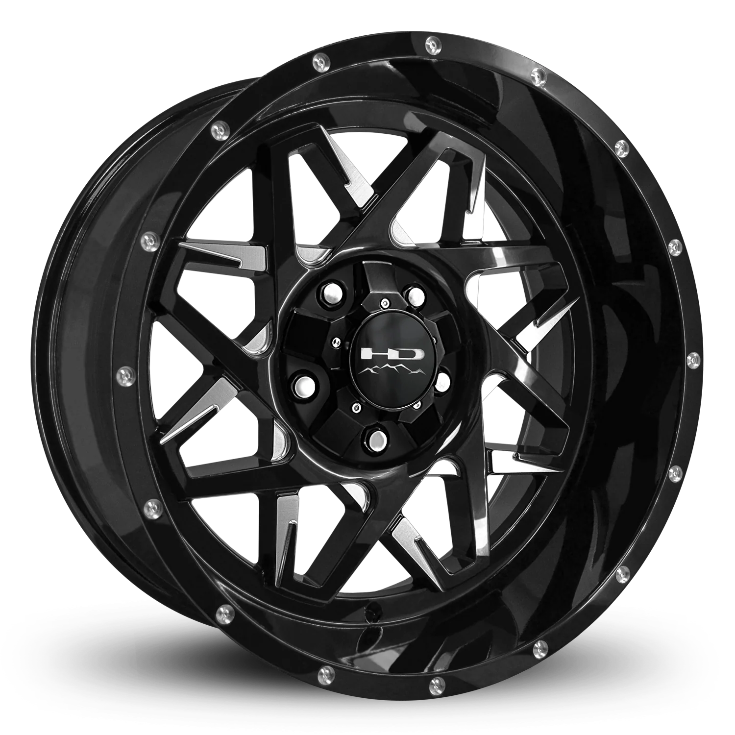 HD Offroad Caliber 20x10 -25 5x127/5x139.7mm 78.1mm Gloss Black/Milled Face