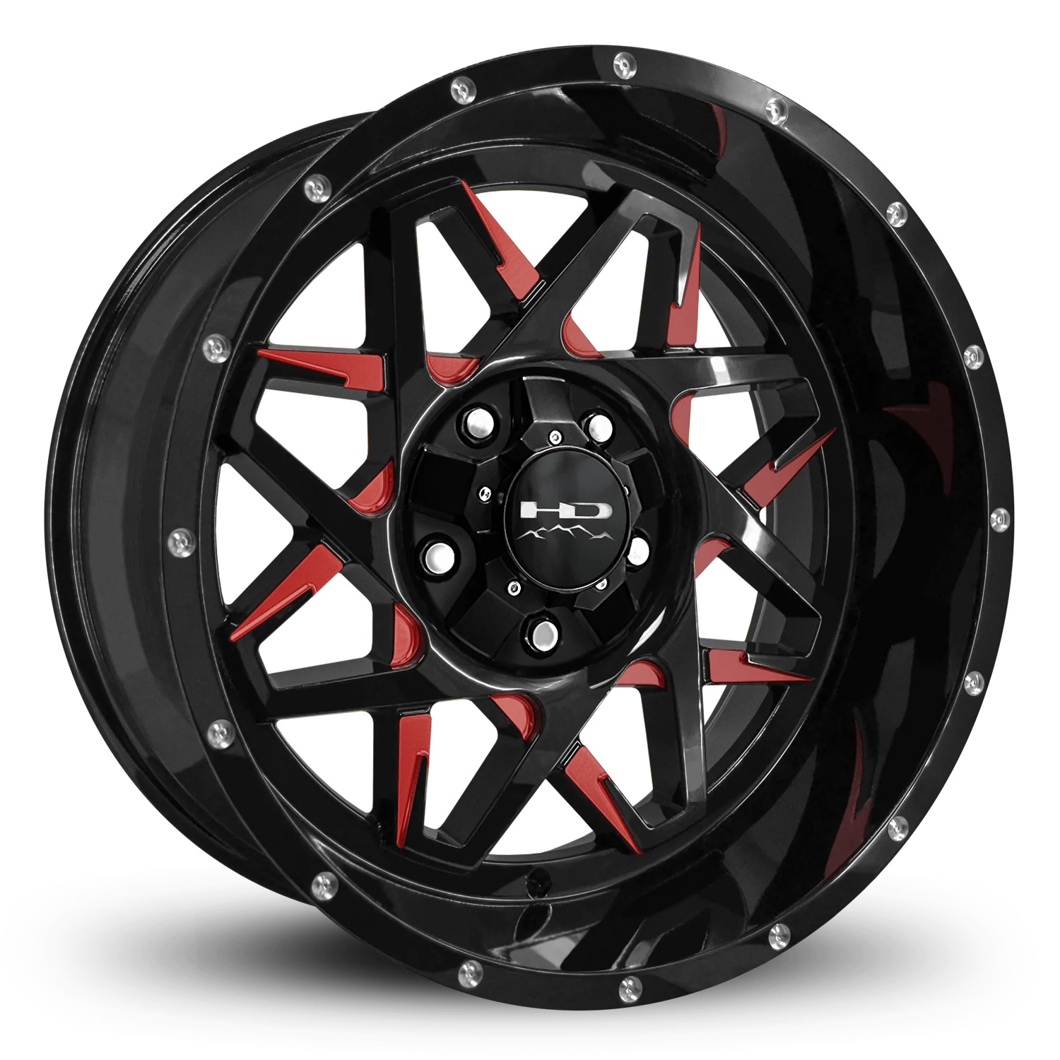 HD Offroad Caliber 20x10 -25 5x127/5x139.7mm 78.1mm Gloss Red&BK/Milled Face