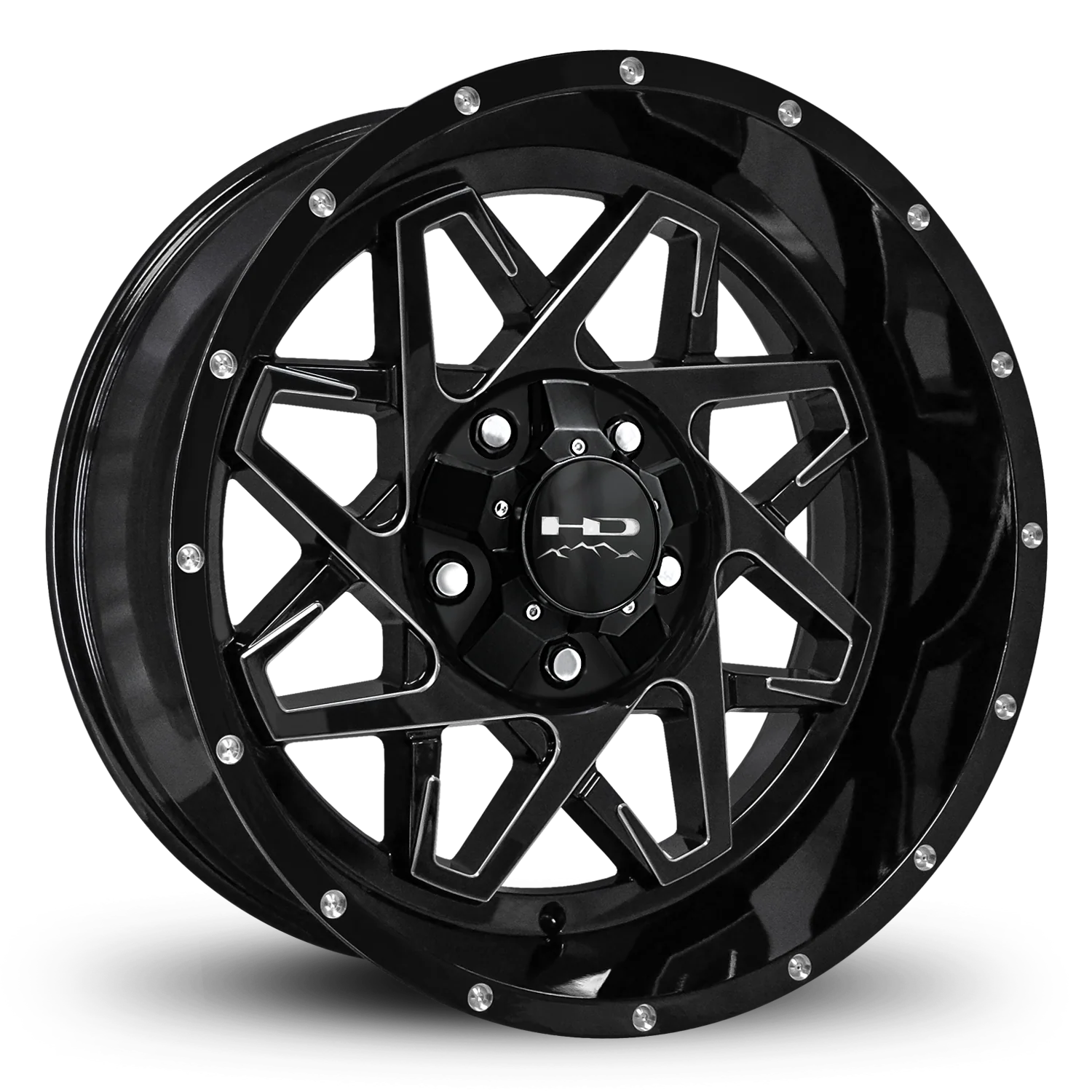 HD Offroad Caliber 20x10 -25 6x135/6x139.7mm 106.2mm Gloss Black/Milled Edge
