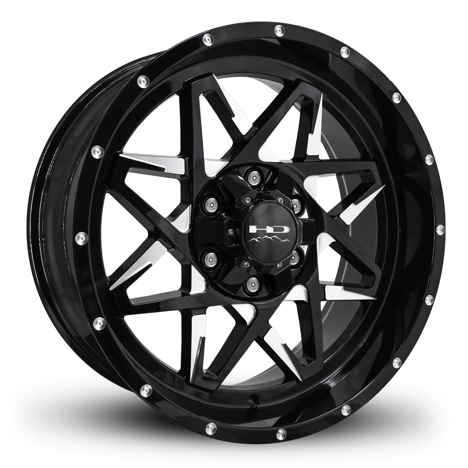 HD Offroad Caliber 20x9 -10 6x120/6x139.7mm 78.1mm Gloss Black/Milled Face