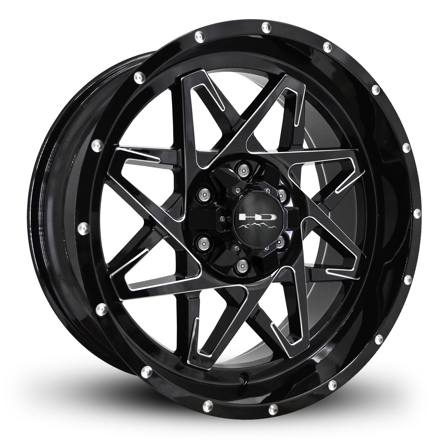HD Offroad Caliber 20x9 -10 6x135/6x139.7mm 106.2mm Gloss Black/Milled Edge