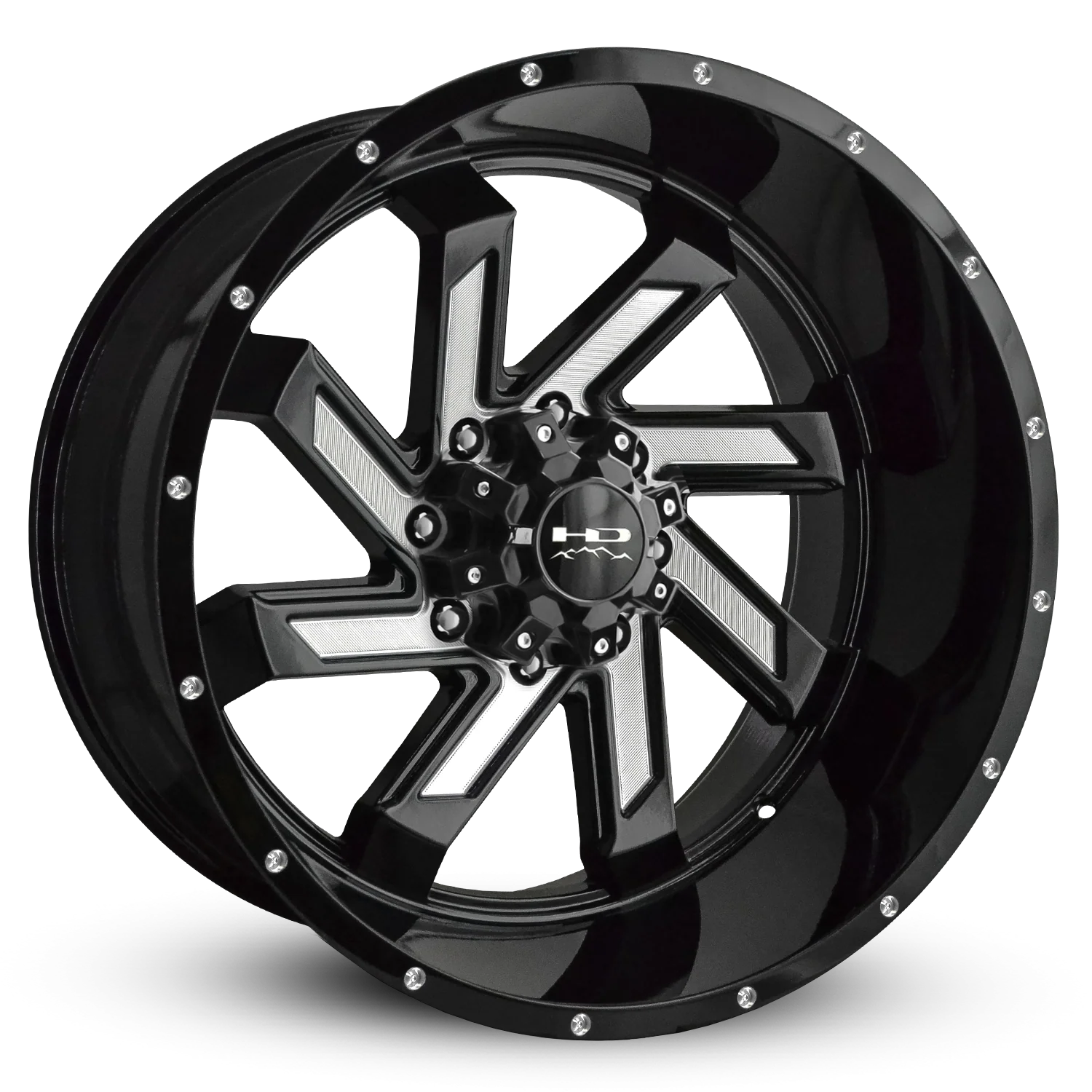 HD Offroad Saw 22x12 -44 8x180mm 124.1mm Gloss Black/Milled Face