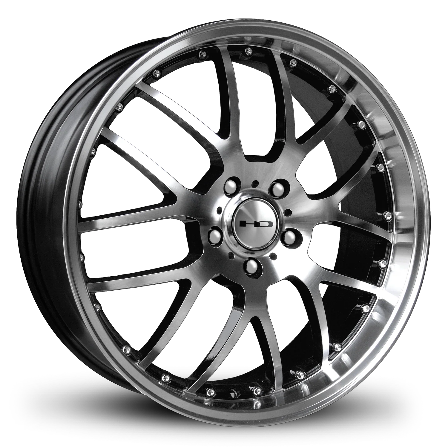 HD Wheels MSR 18x7.5 +38 5x112mm 73.1mm Gloss Black/Mchnd Fc Chr/Riv