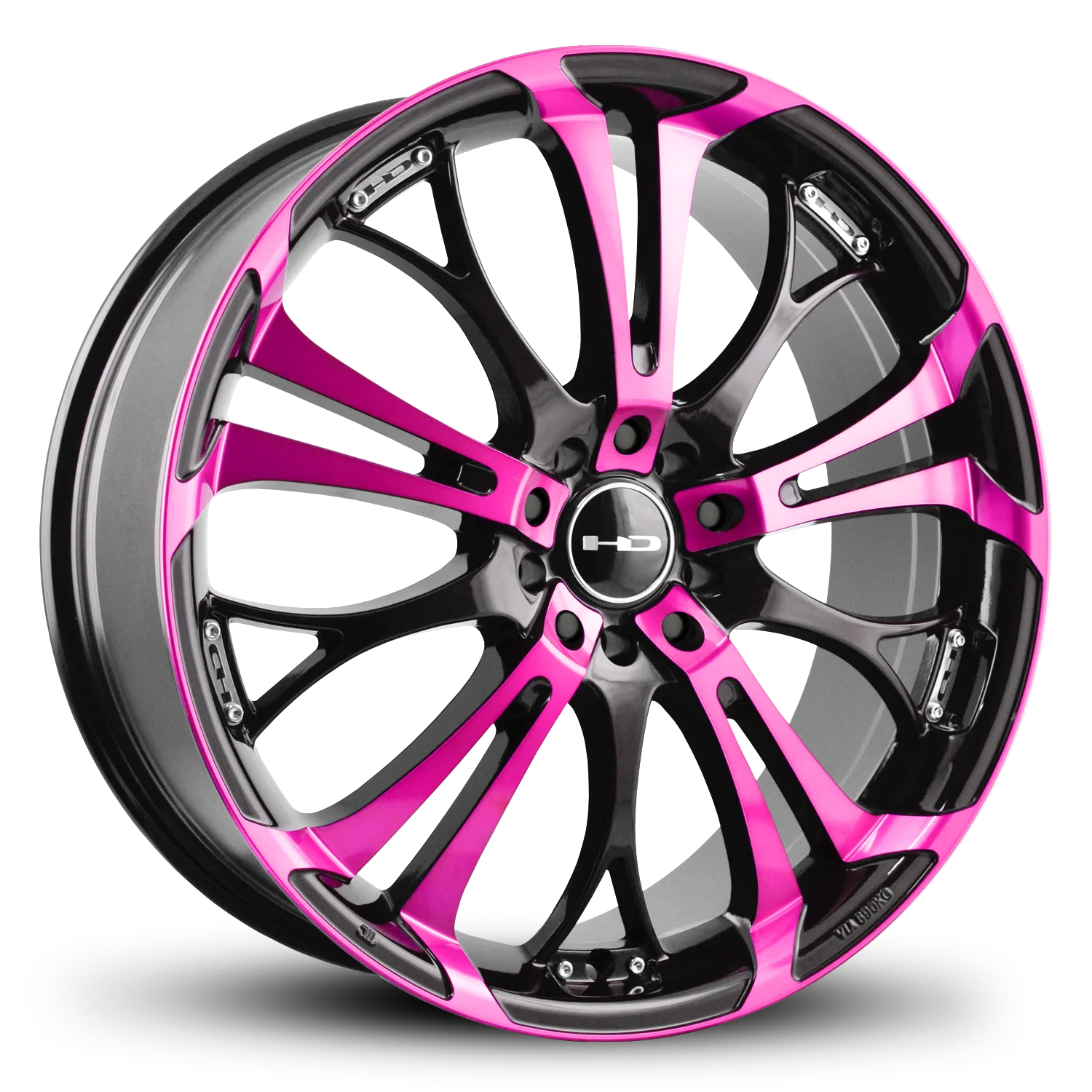 HD Wheels Spinout 17x7 +40 5x100/5x114.3mm 73.1mm Gloss Pink&BK/Machined Face