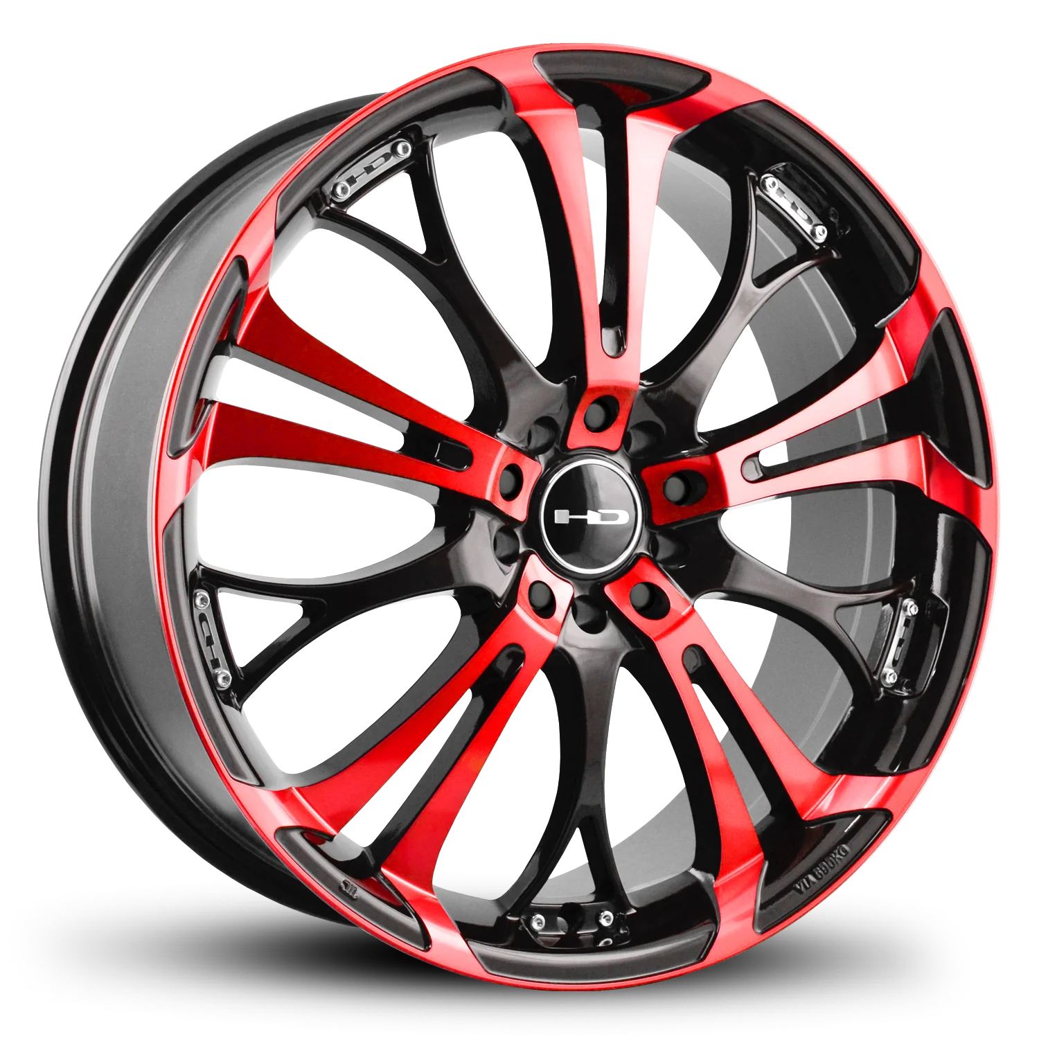 HD Wheels Spinout 17x7 +40 5x110/5x114.3mm 73.1mm Gloss Red&BK/Machined Face