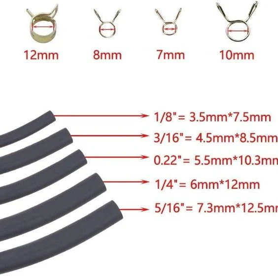 Hipa 3 Feet 1/8 3/16 0.22 1/4 5/16 inch ID Fuel Line Gas Tube Hose Compatible with Kawasaki EZGO Snowmobile Lawn Mowers Tractors Bike Scooter ATV Golf Cart Motorcycle 40PCS Clips - Image 2