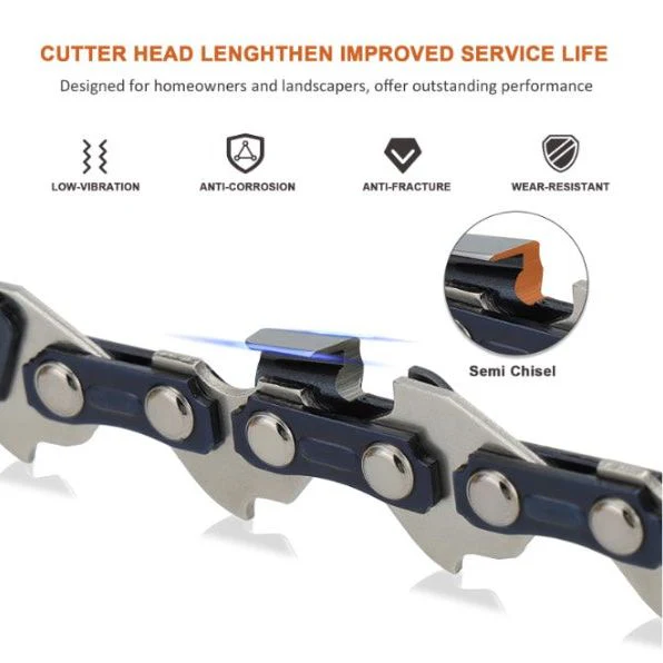 Hipa Chainsaw Chain for 14 Inch (35cm) Bar, 52 Drive Links, 3/8 LP Pitch .050 Gauge, Low-Kickback fits for Husqvarna, McCulloch, Makita, Oregon & More (91P052X3) - Image 2