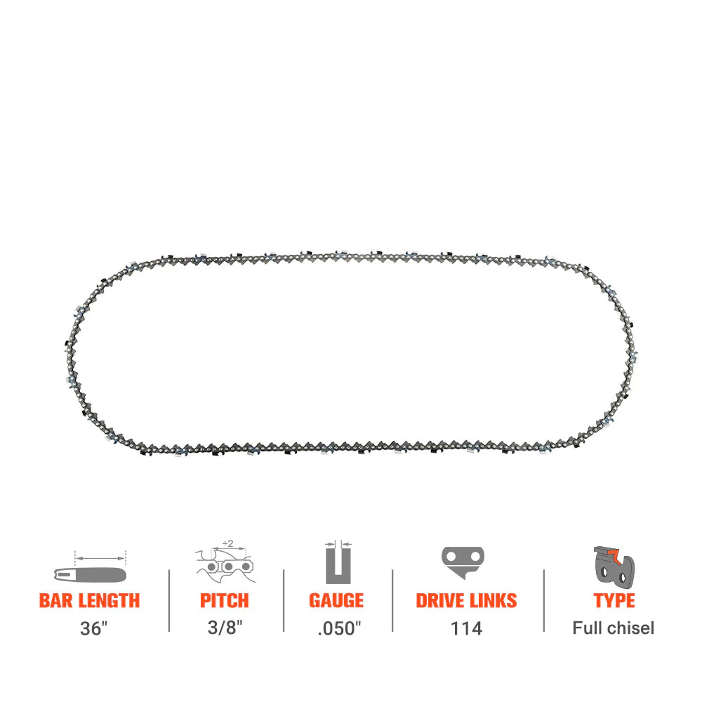 Hipa Full Skip Chain 3/8" .050" 114 DL 36 Inch For Stihl MS440 MS441 MS461 MS660 MS391 Chainsaw - Image 2