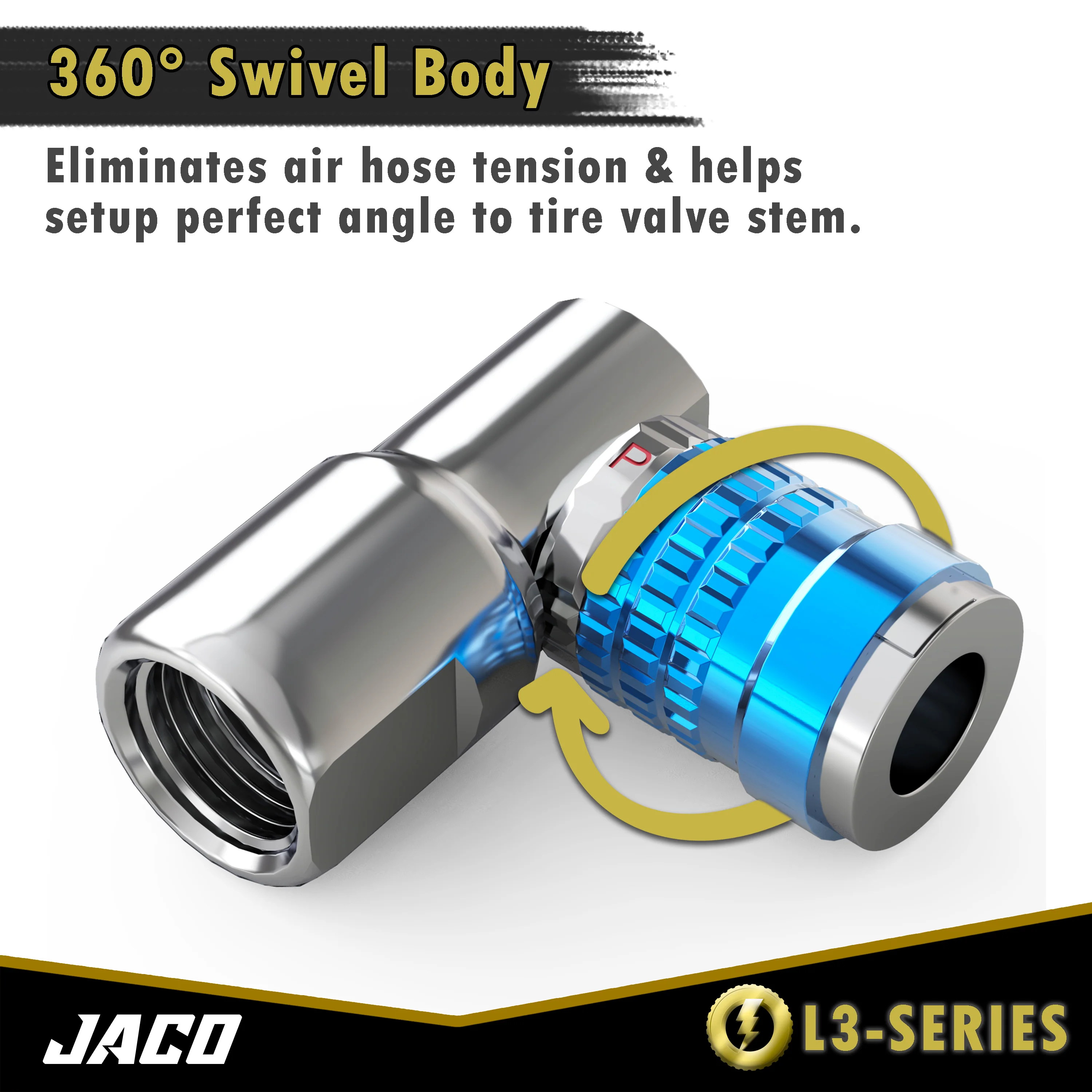 Lightning™ L3-Series Bike Tire Air Chuck - 1/4" F-NPT (Presta + Schrader Valves) | Open Flow (2 Pack) - Image 2