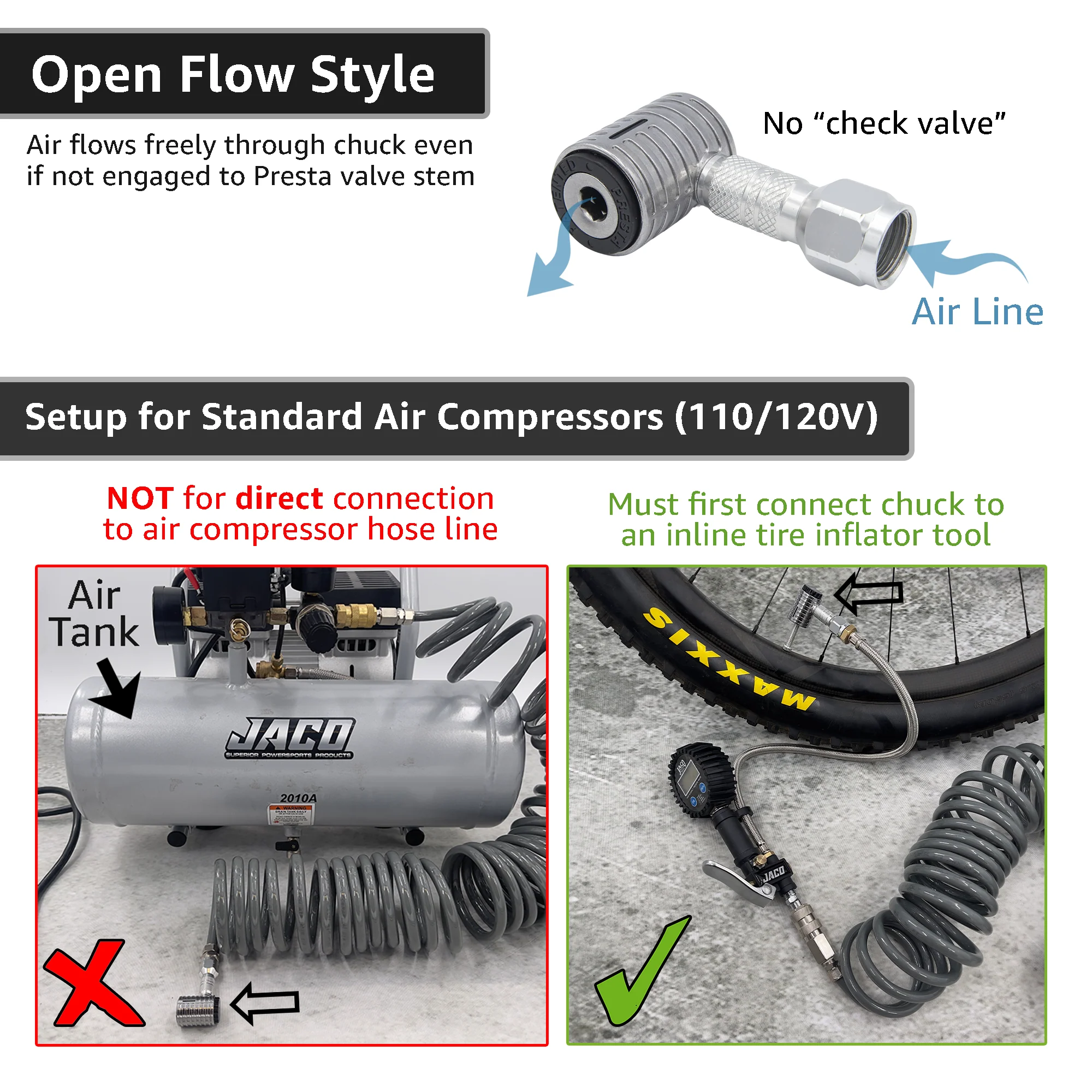 Lightning™ XP Locking Presta Air Chuck for Bike Tires - 1/4" F-NPT (Presta Valves) - Image 4