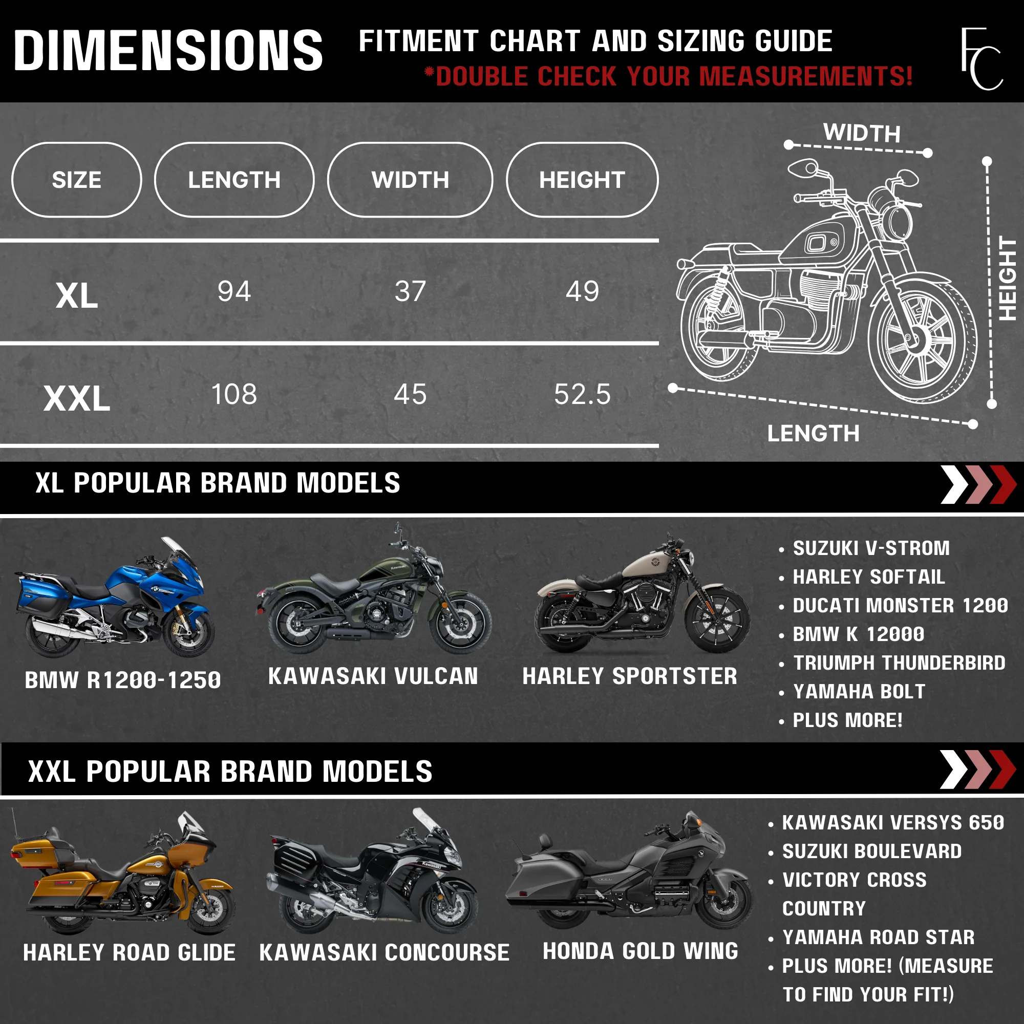 Premium Motorcycle Cover with Night Reflector and Eagle Emblem (XXL) Black - Image 2