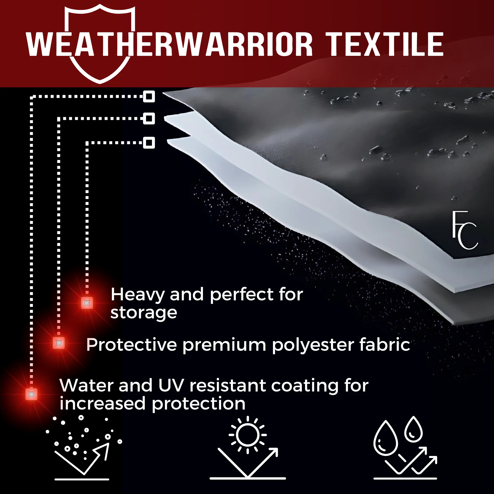 Premium Motorcycle Cover with Night Reflector and Eagle Emblem (XXL) Black - Image 3