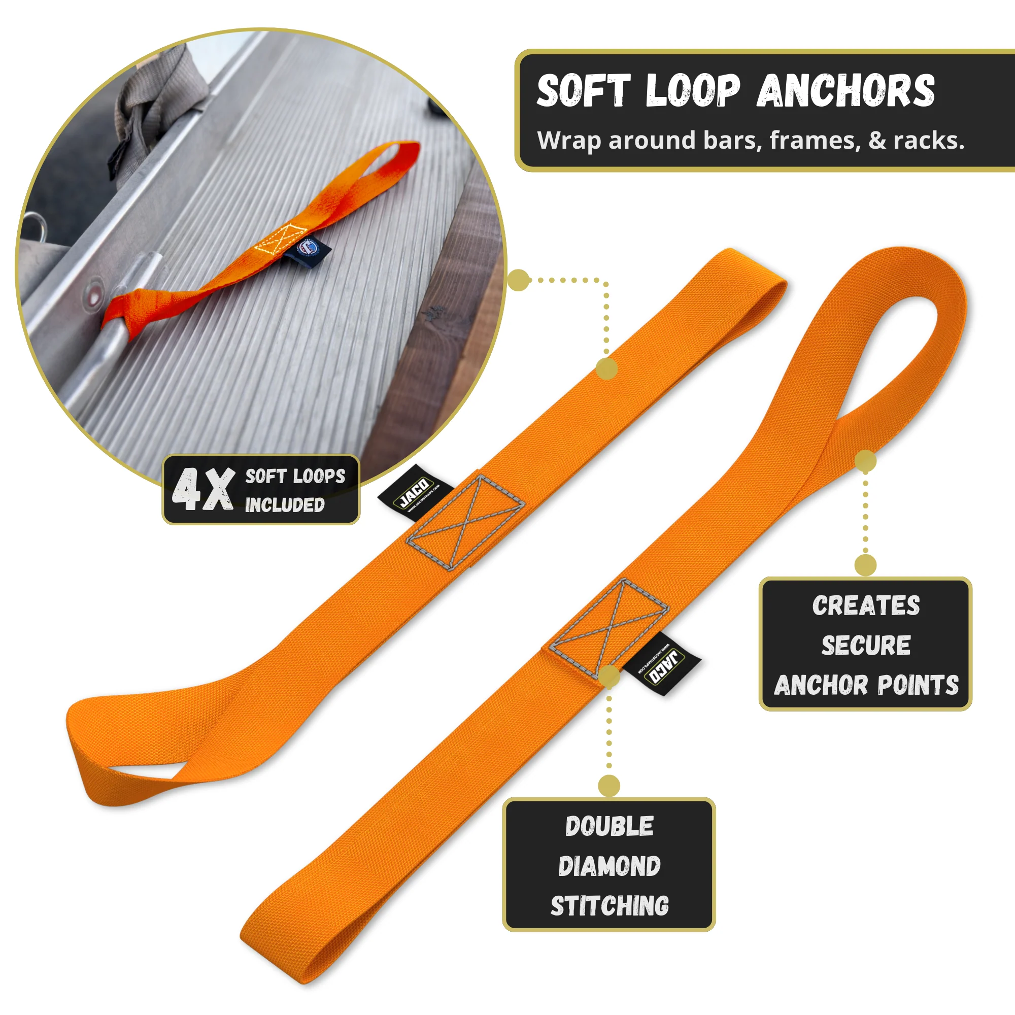 Retractable Ratchet Straps - 1" x 15 ft (1,760 lbs Break Strength) | Auto Self Retracting Cargo Tie Down Strap Set - Image 39